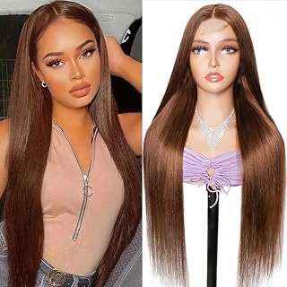 Brown Striaght human hair wigs HD Lace Closure wigs Wear and Go Wigs Pre Cut Glueless Human Hair Wig 180% Density 2x6 Lace Closure Human Hair Wigs 16inch
