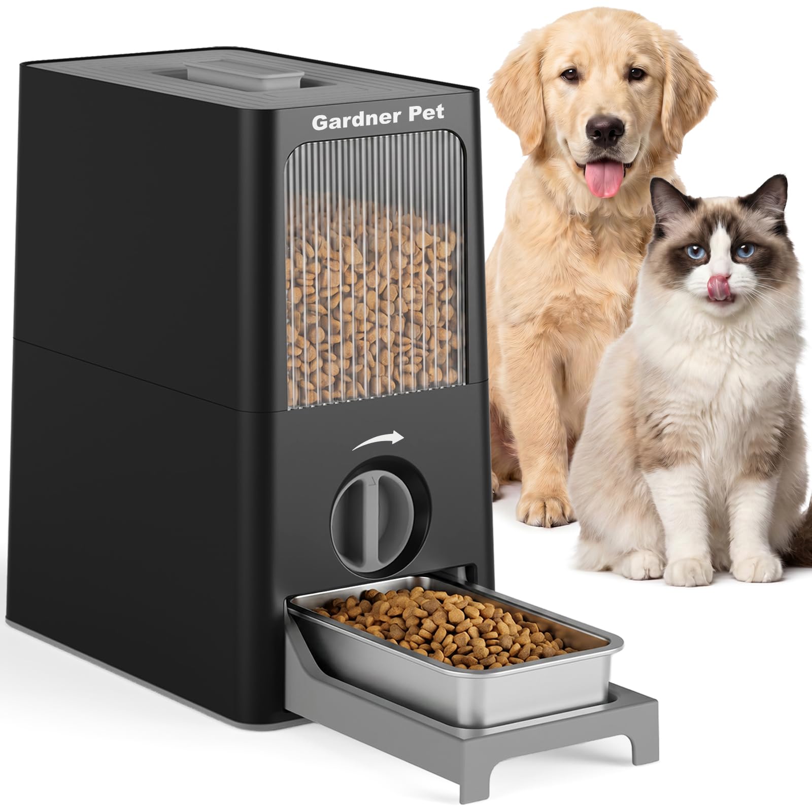 Gardner Pet 2-in-1 Airtight Food Storage & Feeding Feeder,6L, Black
