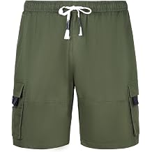 Wirltte Mens Casual Shorts Elastic Waist Cargo Shorts Causal Work Shorts with 6 Pockets
