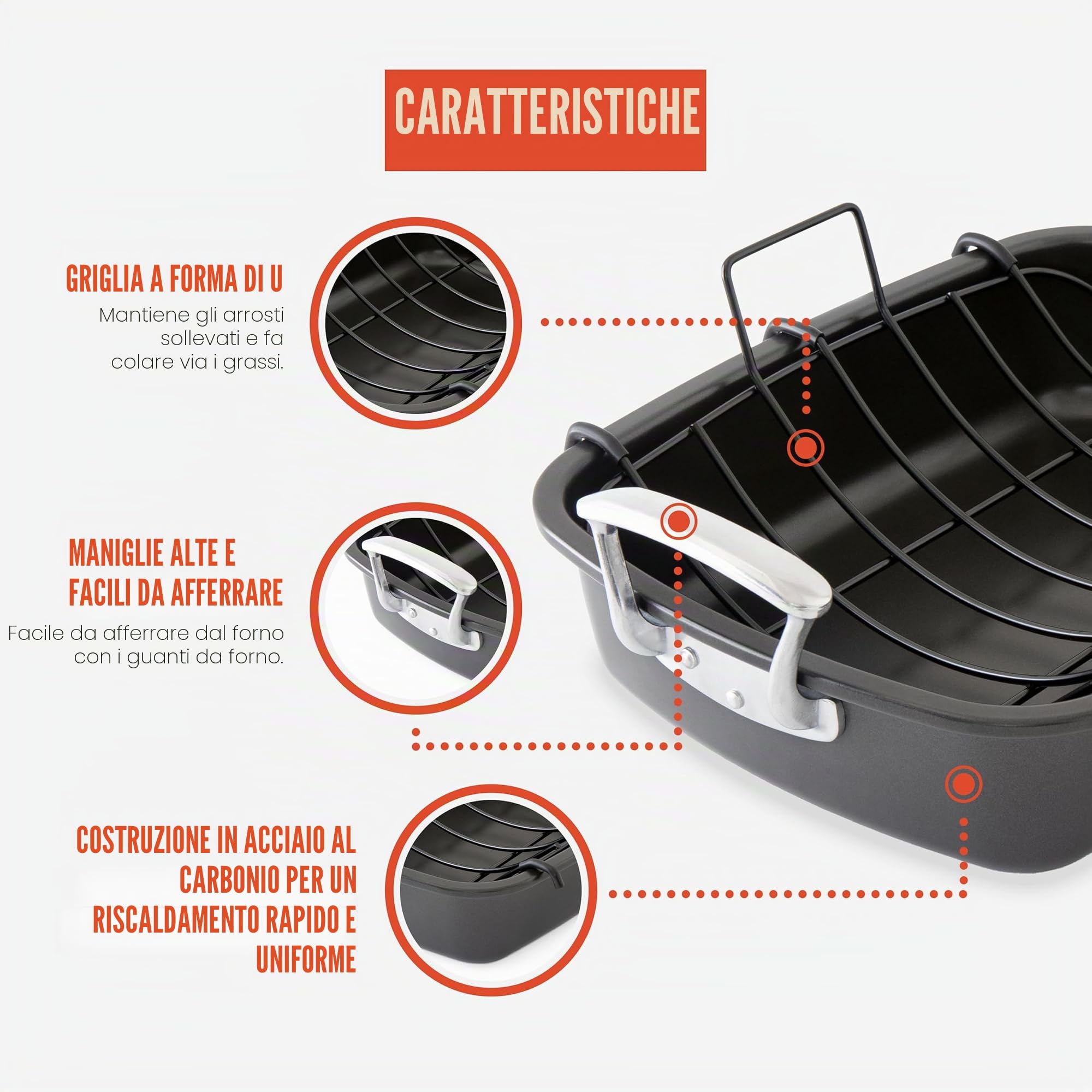 Chef Pomodoro Teglia XL Antiaderente con Griglia (Grigio)