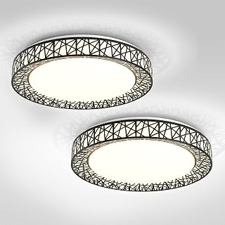 ASD 20 Inch LED Flush Mount Ceiling Light Fixture for Bedroom, 42W 2475LM 5CCT 2700K-5000K, Triac Dimmable Lights, Dining, Living Room, Kitchen Lamps, Modern Home Lighting Fixtures, Black, ETL, 2 Pack