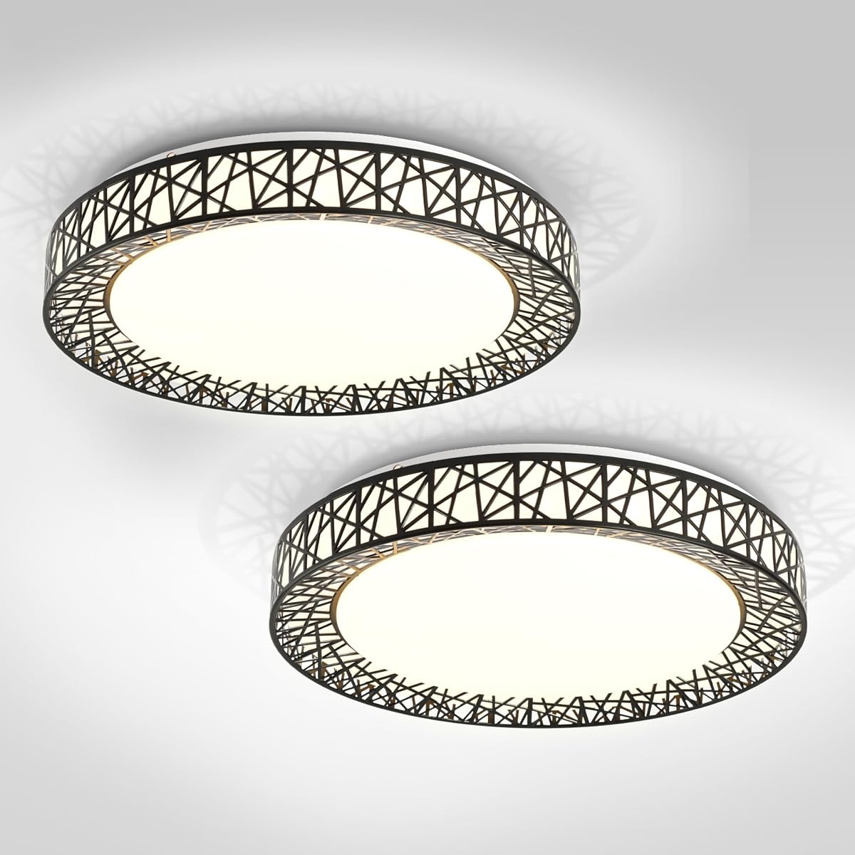 ASD LED Flush Mount Ceiling Light 42W 2475LM Dimmable 20in Matte Black 2 Pack