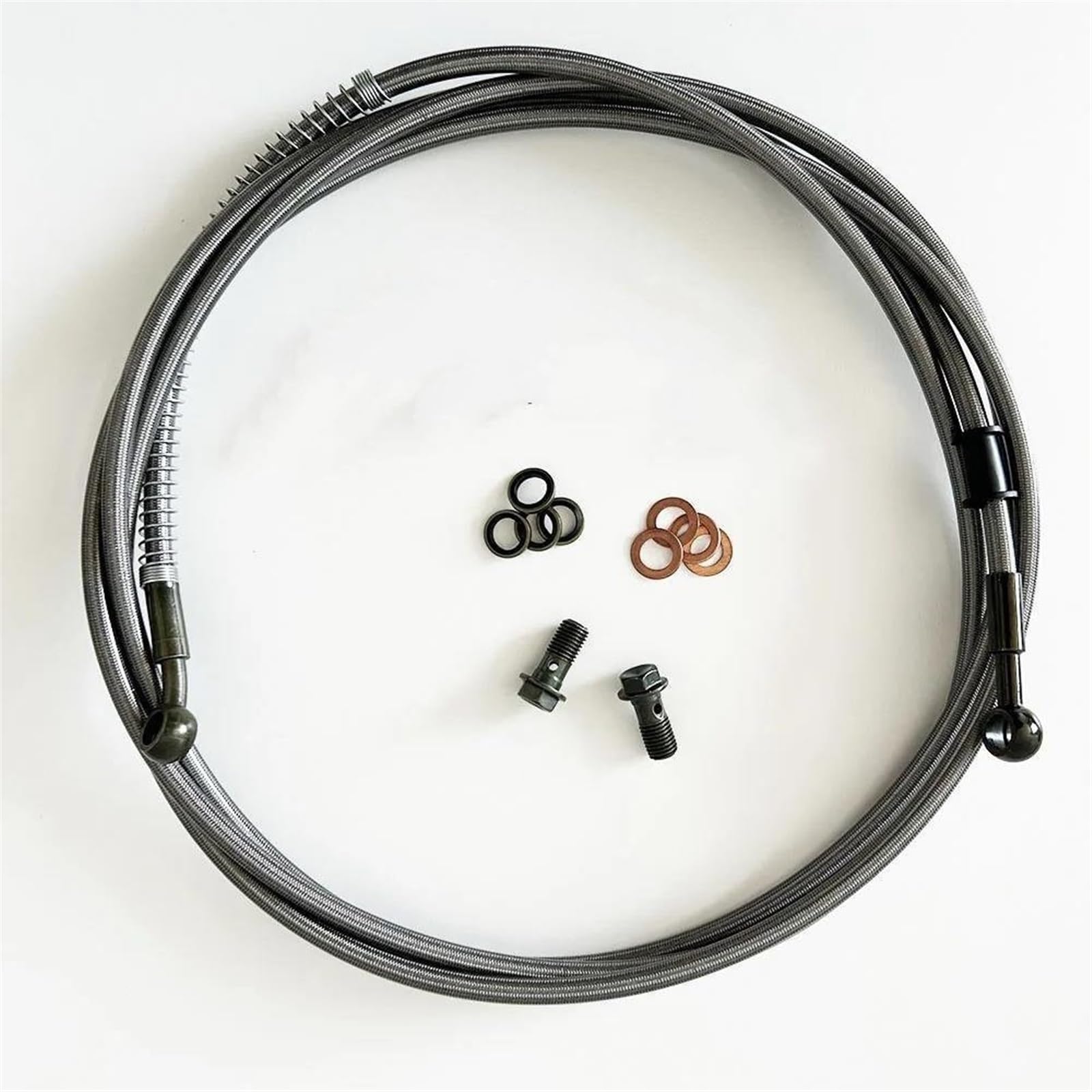 Hydraulikbremsschlauch Motorrad Bremsschlauch 10cm-500cm 0°-0° Edelstahlflex Bremsleitung Kupplungsleitung Schrauben Gewinde M10x1mm(500CM)