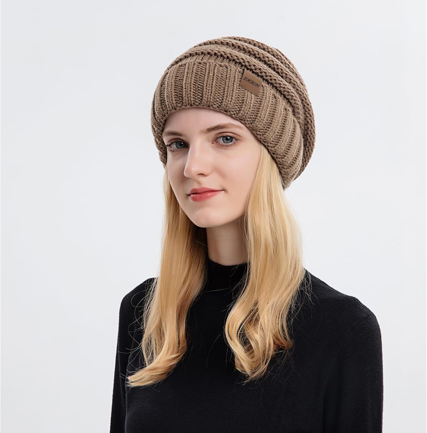 ZOORON Womens Winter Hat Slouchy Beanies for Women Cable Knit Winter Beanie Hats for Women Thick Cold Weather - Beanies Women - Image 5