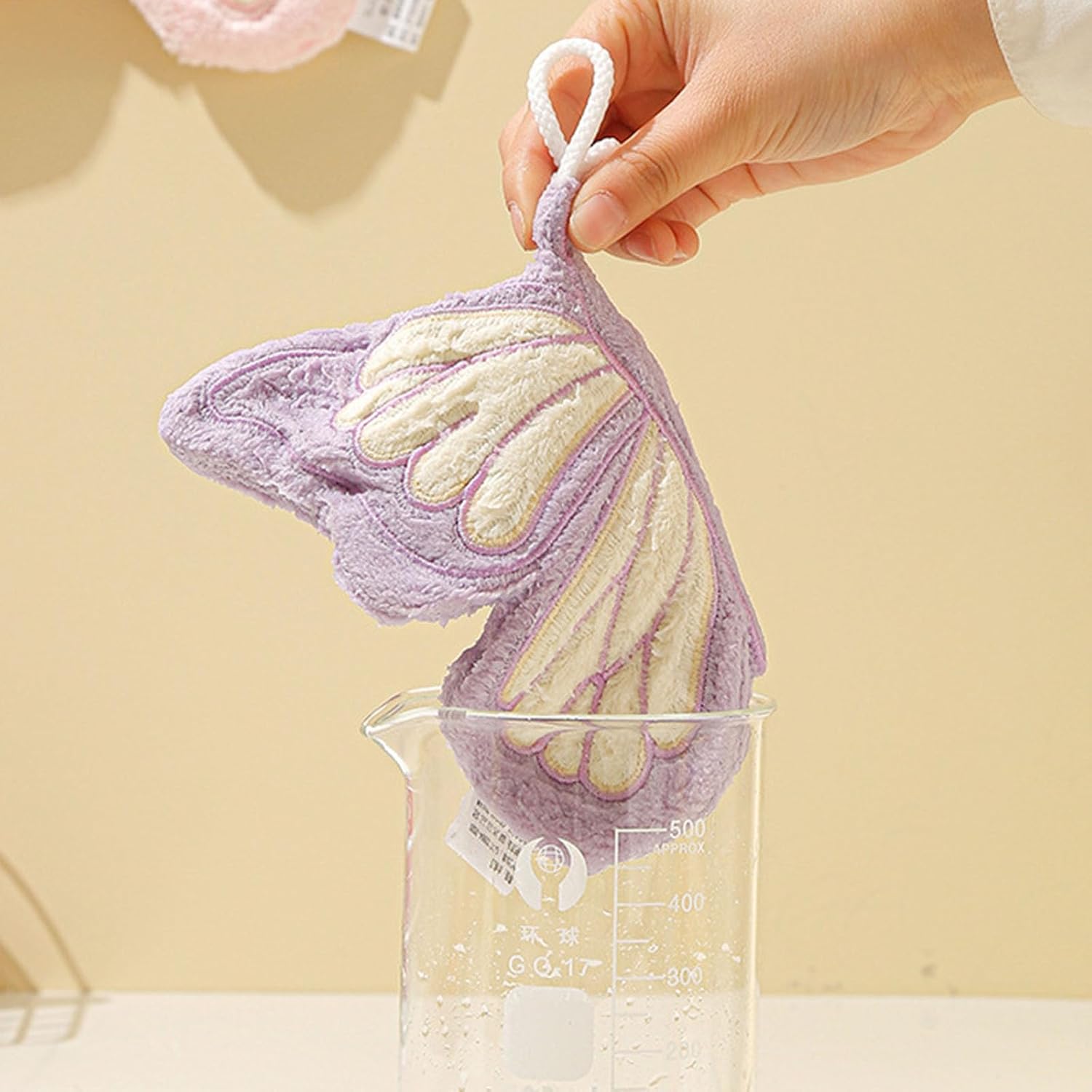 Corals Fleece Butterfly Shape Washcloth High Absorbent Drying Hand Towel Handkerchief for Kitchen Bathroom Absorbent Hand Towel
