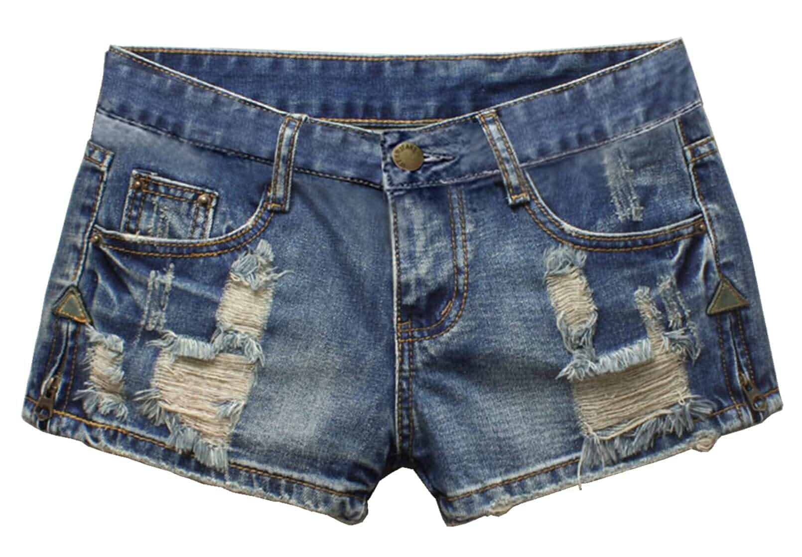 Fensajomon Women's Low Rise Summer Ripped Distressed Frayed Denim Shorts High Stretchy Sexy Butt Lifting Y2K Micro Festival Mini Denim Shorts