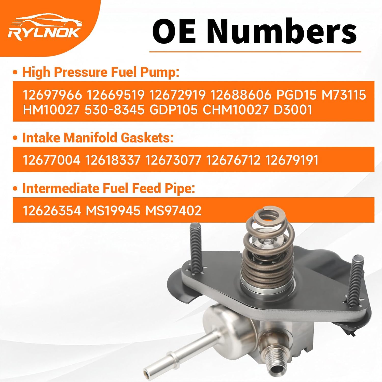 GDI Pump Kit with High Pressure Fuel Pump&Intake Manifold Gaskets&Intermediate Fuel Feed Pipe Compatible with Chevy Silverado Tahoe Sierra Yukon Replace 12697966 12677004 12626354