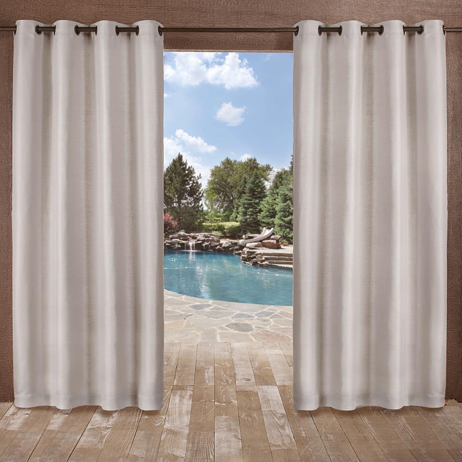 Up To 40% OFF Exclusive Home Curtains EH8171-04 2-108G Delano Heavyweight Textured Indoor/Outdoor Grommet Top Curtain Panel Pair, 54x108, Silver, 2 Piece Buy 1 get 1 Exclusive Home Curtains EH8171-04 2-108G Delano Heavyweight Textured Indoor/Outdoor Grommet Top Curtain Panel Pair, 54x108, Silver, 2 Piece
