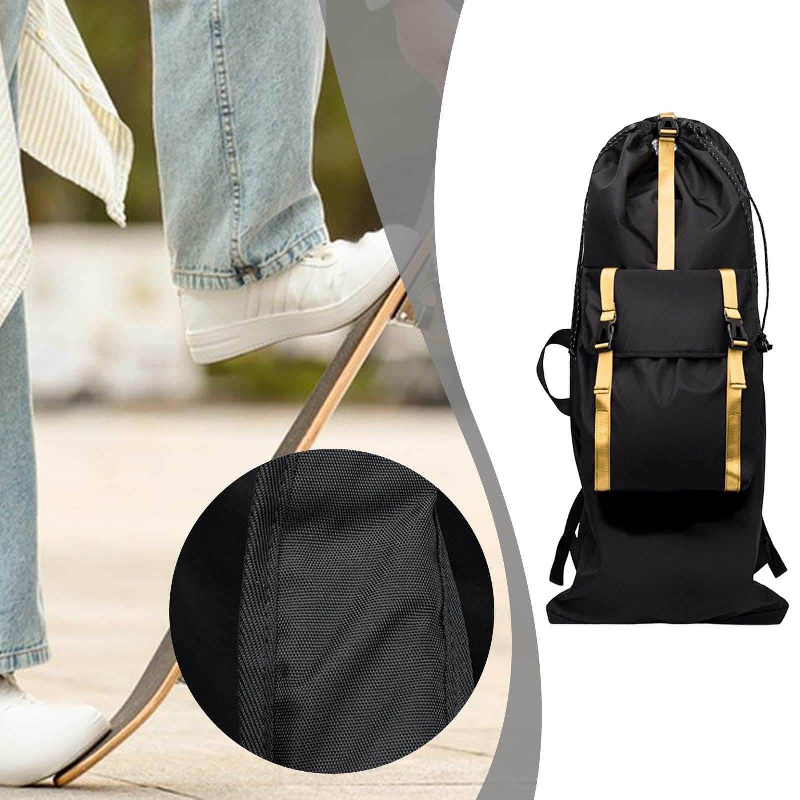 Sac à Dos pour Skateboard avec Grand Compartiment pour Longboard, Sac de Transport Résistant et Imperméable, Bandoulière Réglable, Double Tissu Oxford