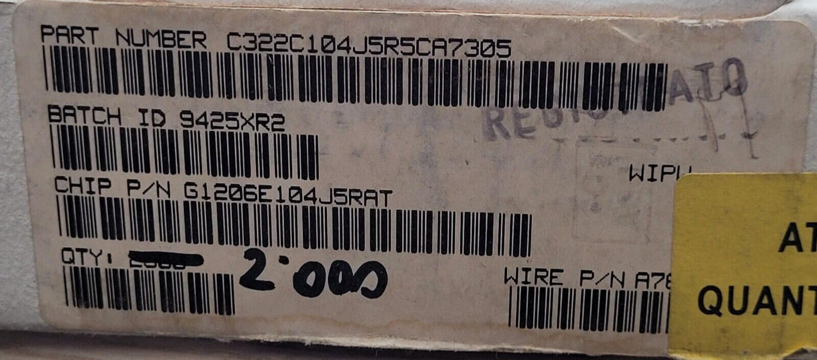 (10 PCS) C322C104J5R5CA KEMET