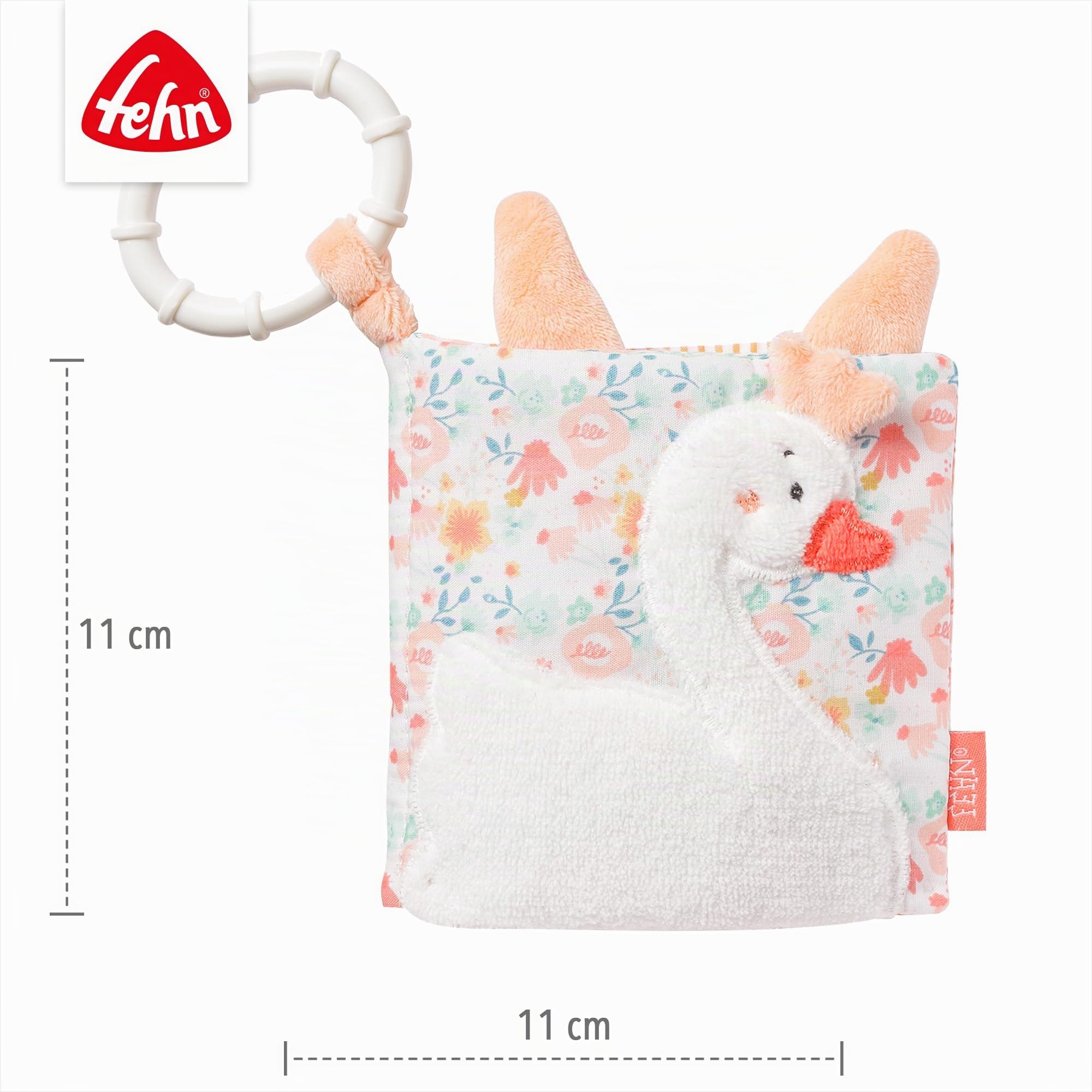 Fehn livre en tissu Lac des cygnes - Livre tactile avec motifs d'animaux - Jouets à suspendre pour poussettes et sièges auto pour bébés - pour les bébés et les enfants dès la naissance