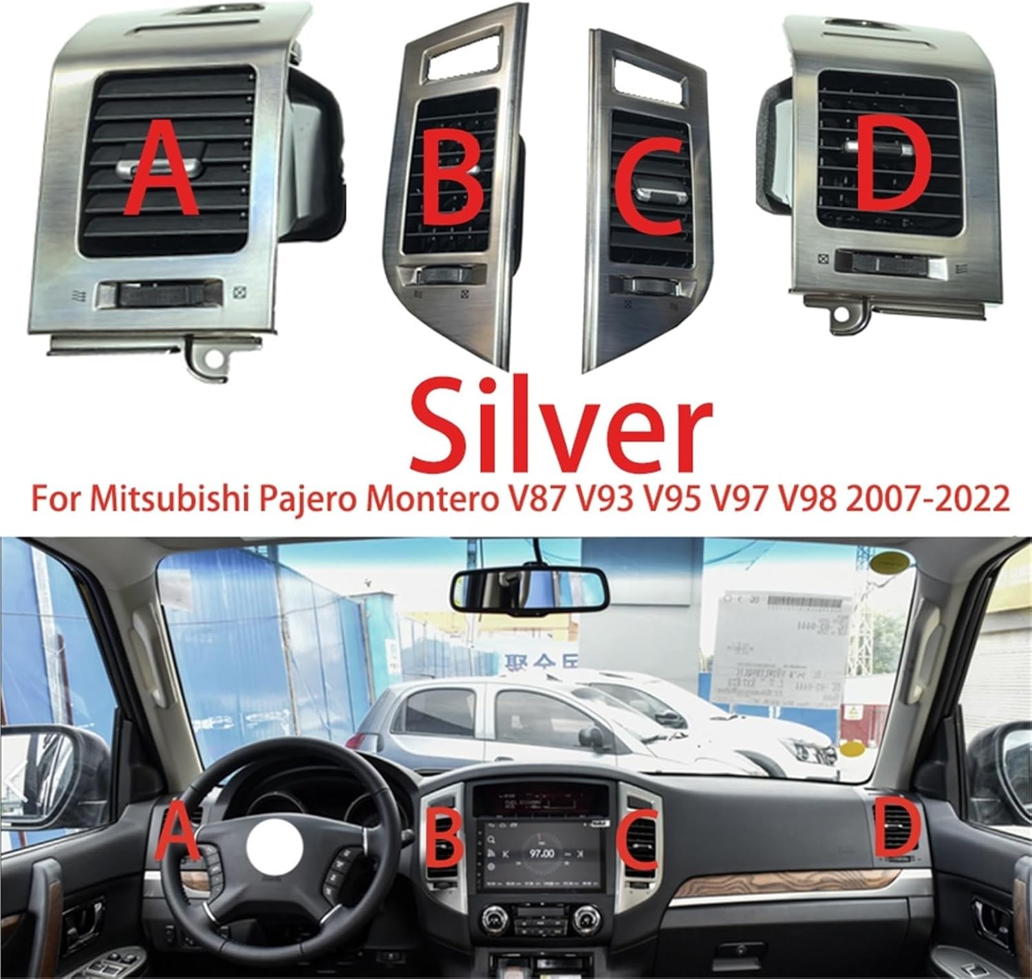 Y 1PCS Instrument Panel Board A/C Air Conditioner For Mitsubishi Pajero Montero V87 V93 V95 V97 V98 2007-2022 Vent Outlet(Black-(4PCS))