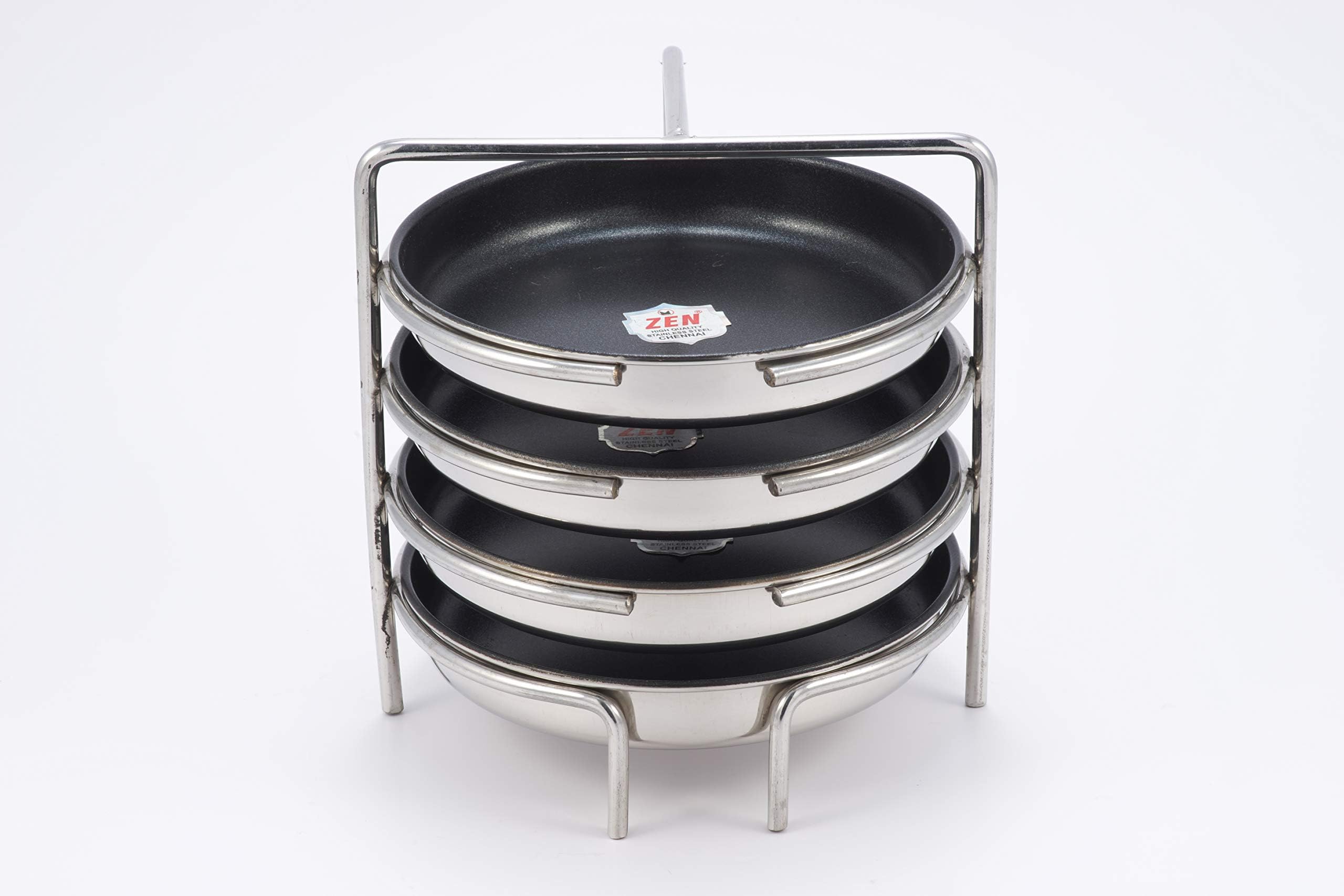 Jain Stainless Steel Non-Stick Thatte Idly Stand (Small Size) with 4 Plates South Indian Idly Maker Steaming Other Dishes Like Dhokla | Plate Diameter - 14cm | Pack of 1 Silver Color