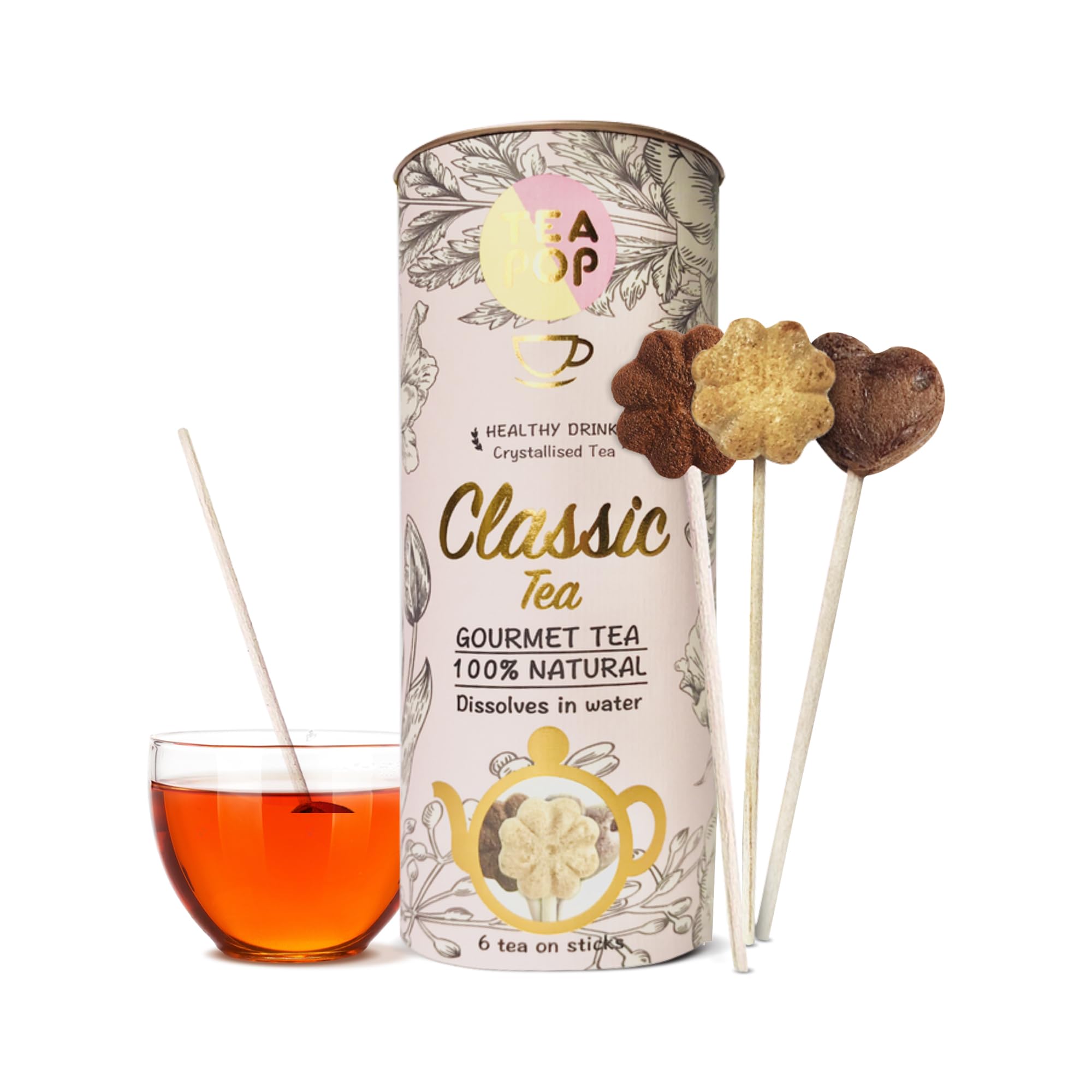 TEA On-A-Stick | boîte-cadeau assortie de délicieux thé gastronomique cristallisé dans un pop | fabriqué à partir de plan, de fruits et d'herbes | se dissout entièrement dans l'eau