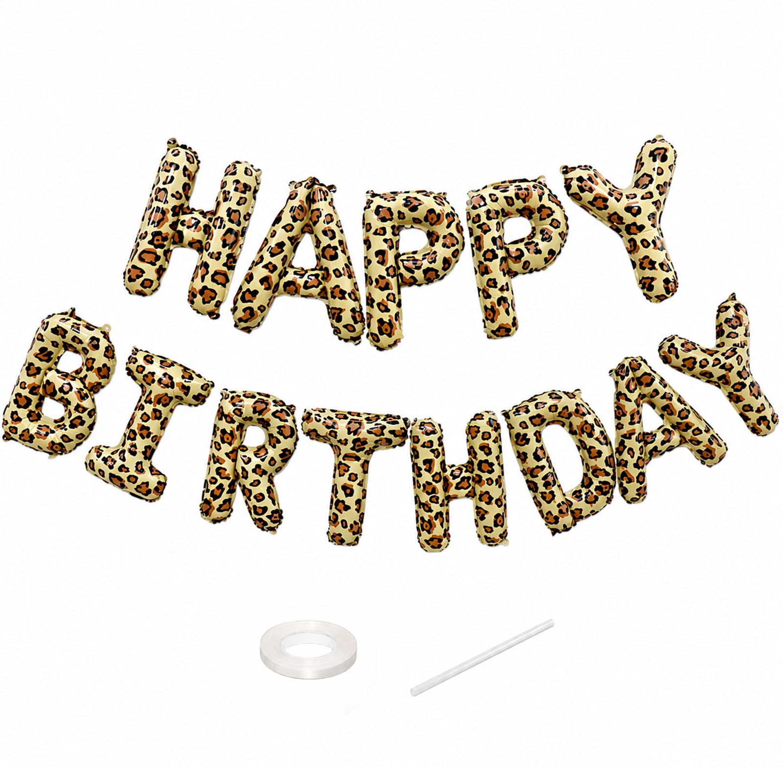 Dazzjoy Happy Birthday Leopard Print Foil Balloons, 16 Inch, Letter Balloons for Birthday Party