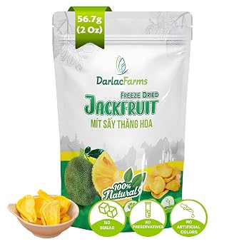 DARLAC FARMS Freeze Dried Jackfruit Bites, 2 Oz 100% Fruit Only, No Sugar Added, Crispy Tropical Fruit Snacks, Healthy Dried Fruit Snack for Kids & Adults, Vegan, Gluten-Free Pack 1