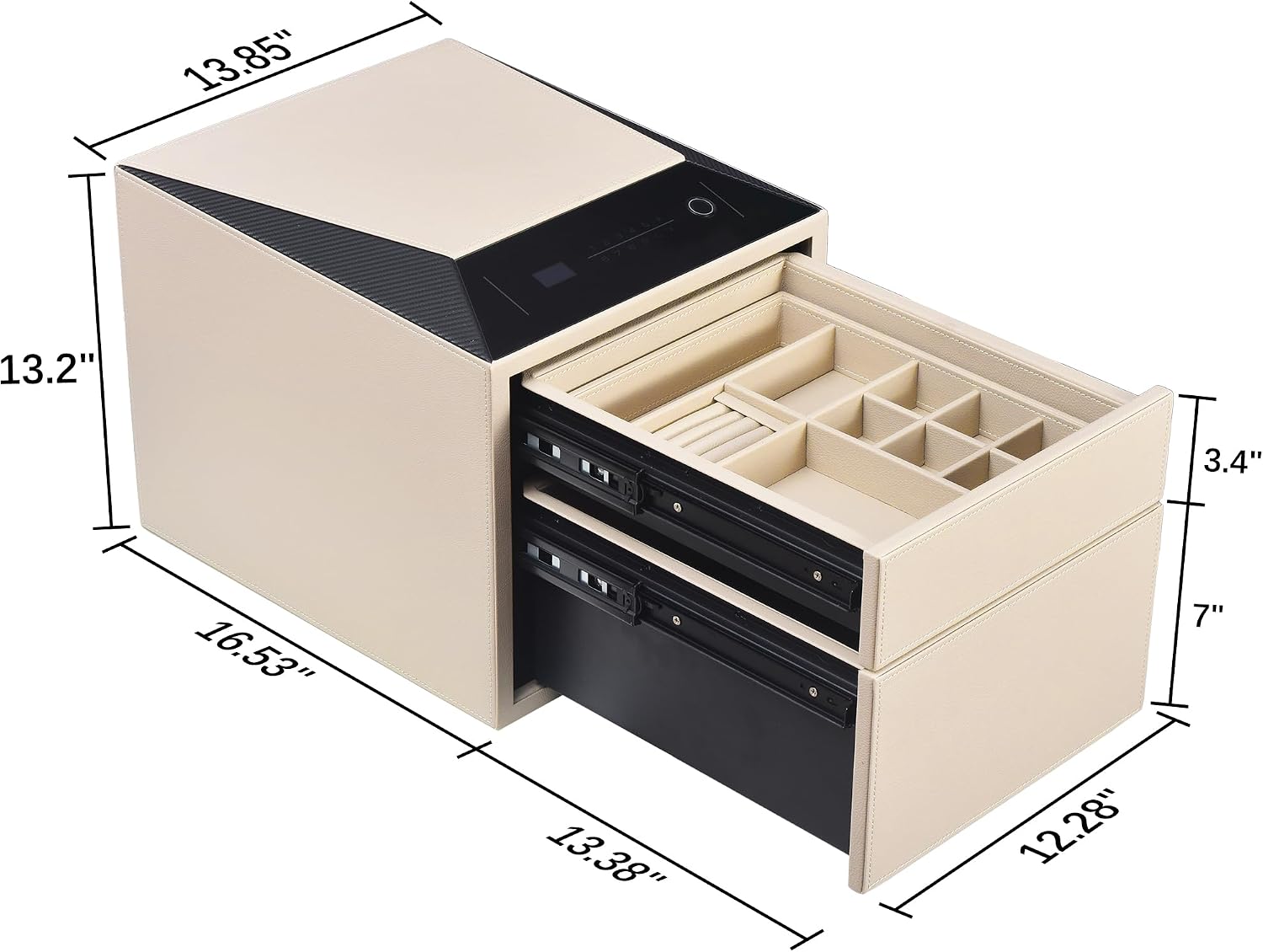 XPEDITION Biometric Fingerprint Jewelry Safe for Home Quick-Access Fingerprint Lock & Digital Keypad for Home Security Slide-Away Drawer Safe