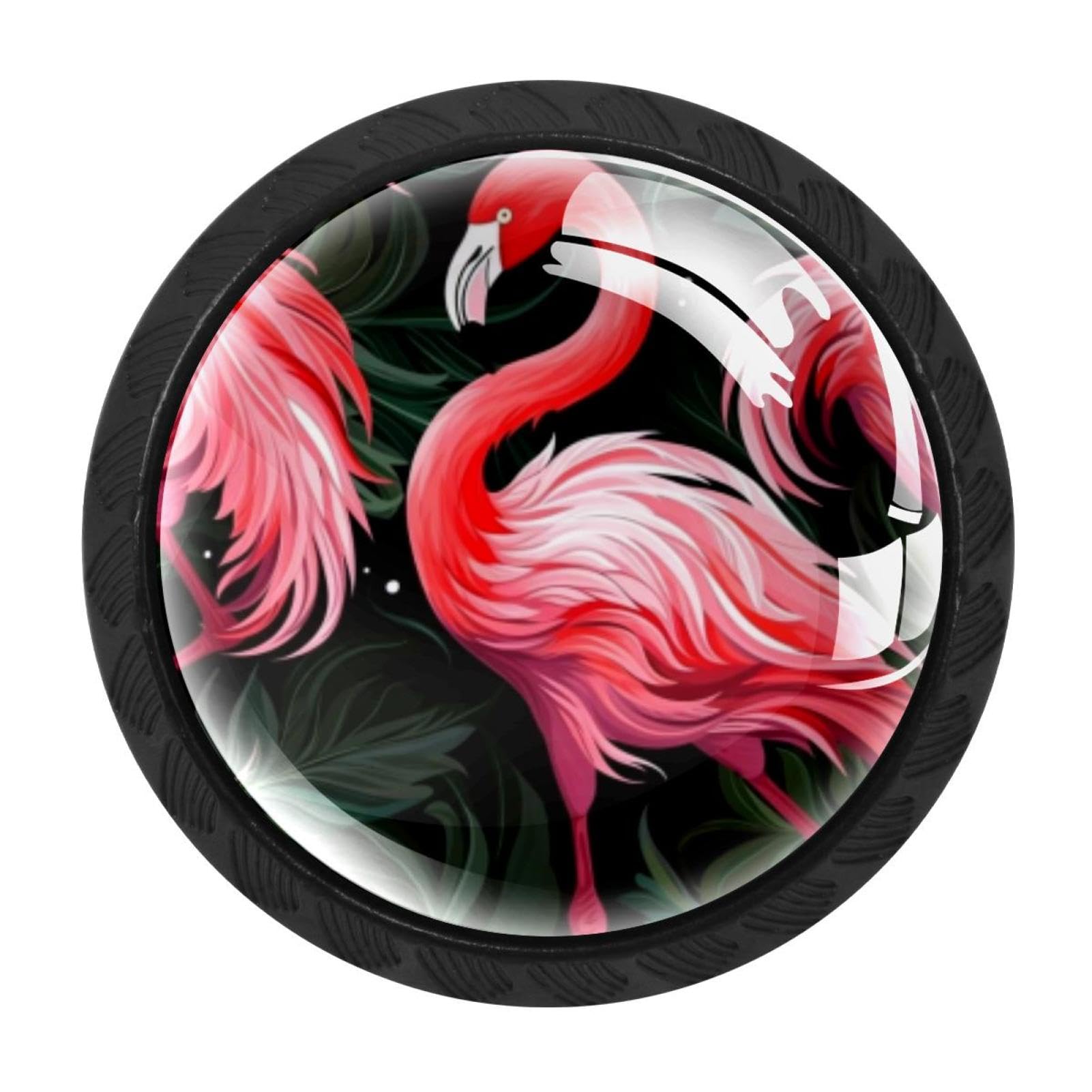 Chenzzzz Multicolored 02 4 Pack Black Flamingo Rainforest Kitchen Handles, Cabinet Pulls Hardware For Cupboard Drawer Knobs Dresser Pulls
