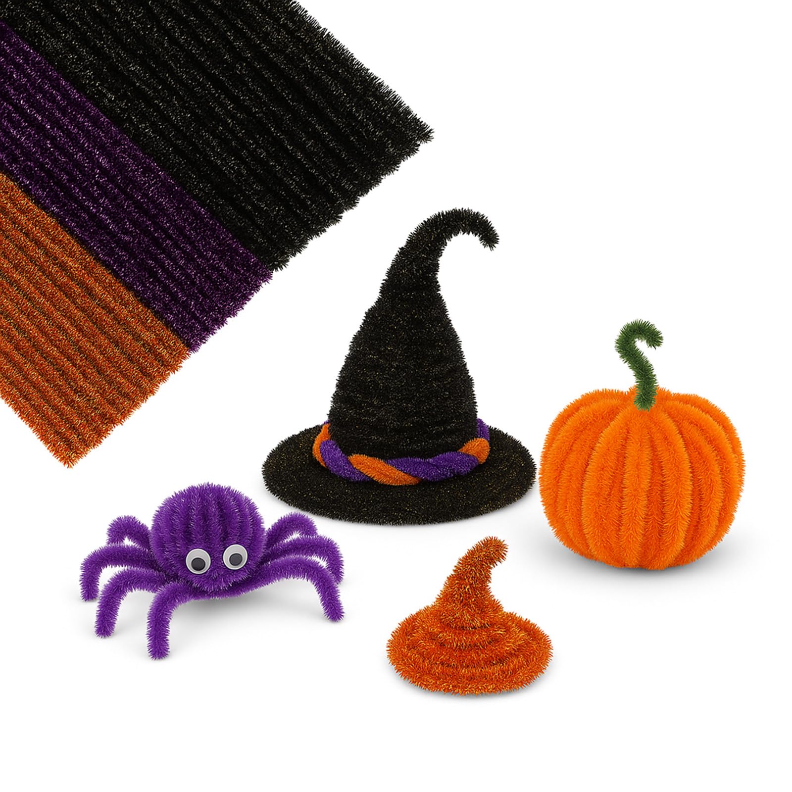 300 piezas de limpiadores de tuberías de Halloween con purpurina de oropel de chenilla, tallos de chenilla, limpiadores de tuberías metálicos multicolores, bricolaje y manualidades