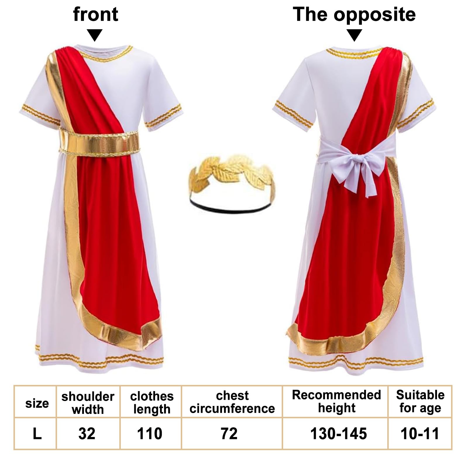 DAVBNM Ancient Roman Greek God Costume Fancy Dress Up Outfits Set including Laurel Headband - Image 3