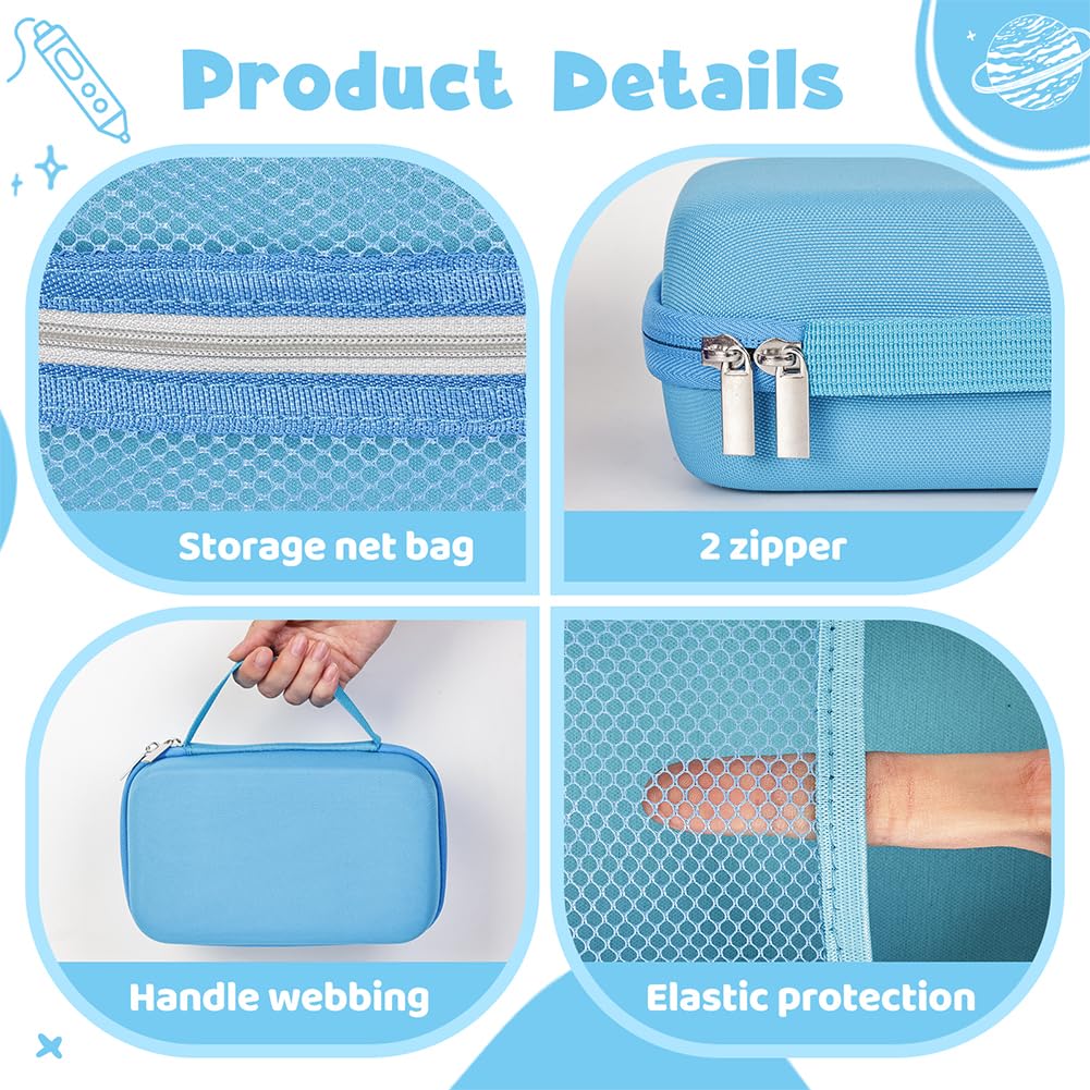 Custodia rigida per penna per stampa 3D SCRIB3D P1/MYNT3D Super 3D Pen antiurto custodia da viaggio rigida anti-goccia con tasca in rete per filamento PLA e caricabatterie, Blu