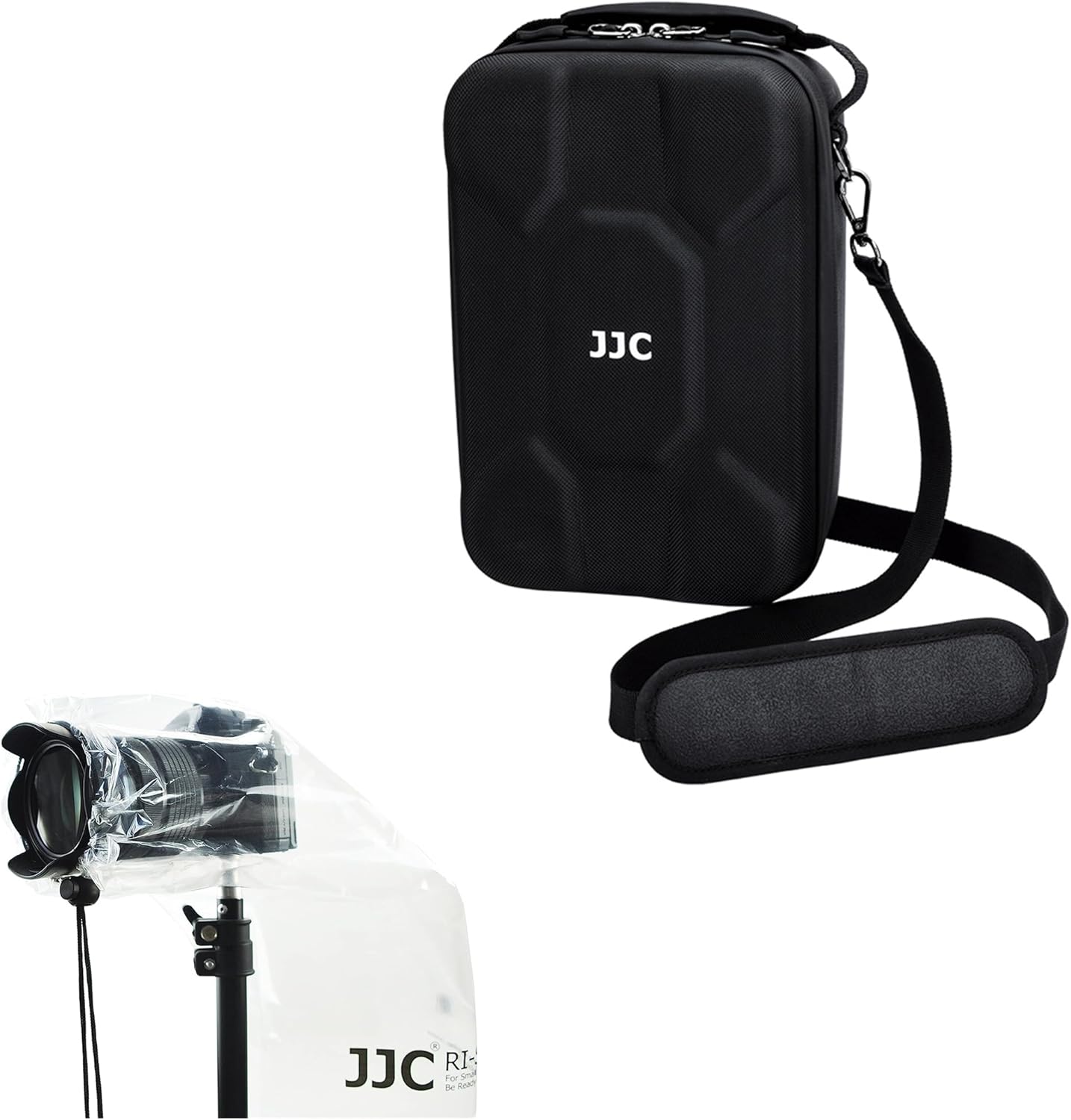 Rain Cover + Hard Camera Pouch：2 Pack Camera Lens Rain Cover with Hard Camera Travel Carrying Case