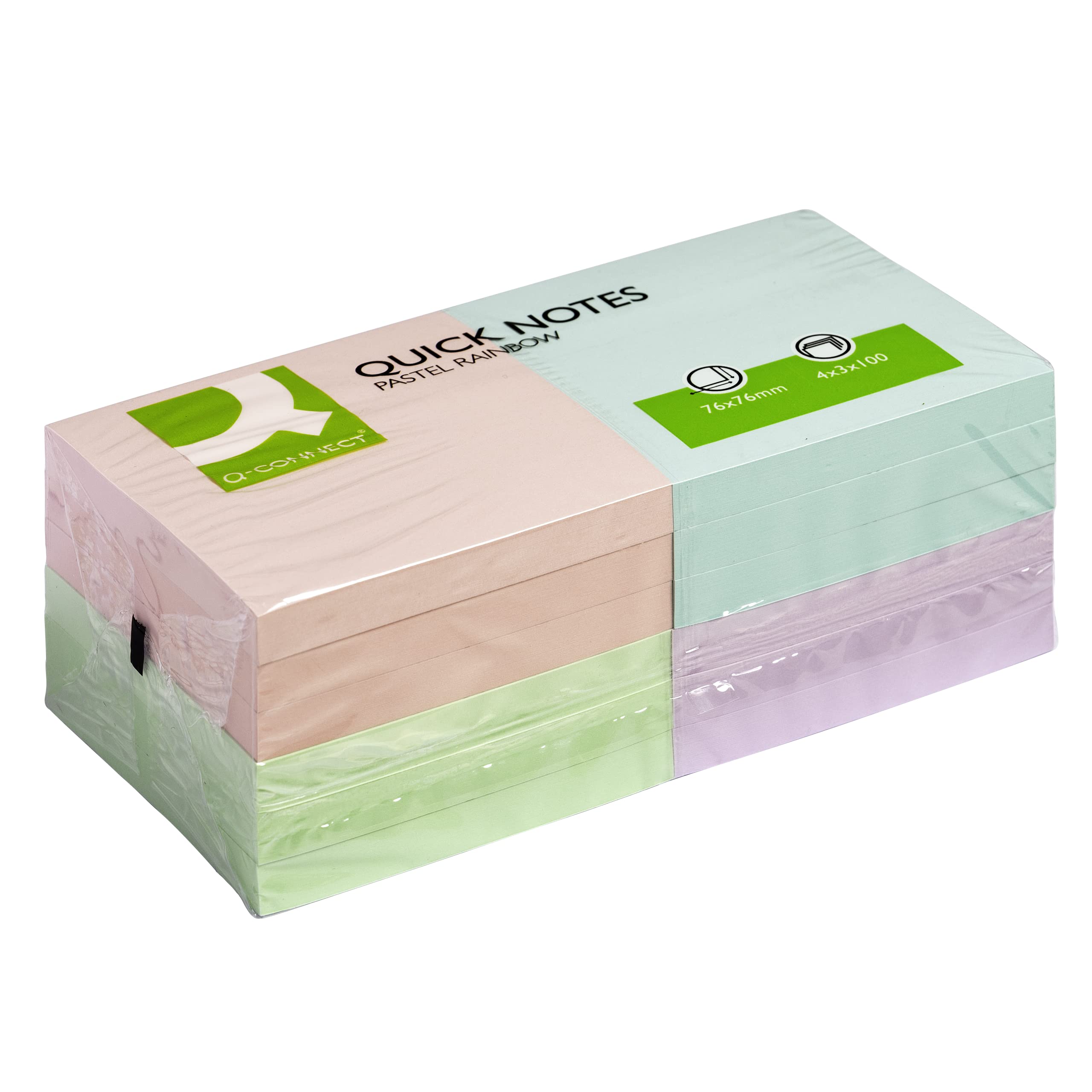 Q-Connect KF10509 Haftnotizen Quick Notes pastellfarben, 75 x 75 mm