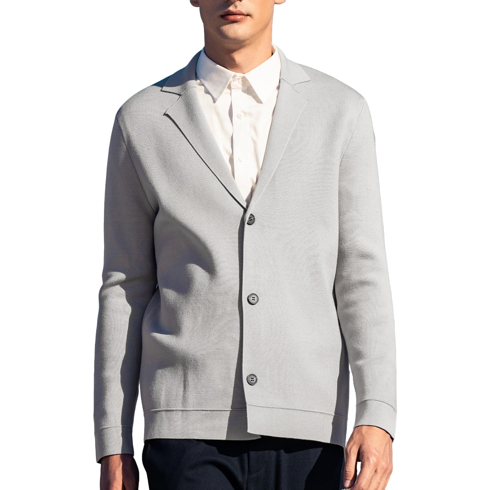 Men's Cardigan Sweater Button Front V-Neck Long Sleeve Knit Sweaters