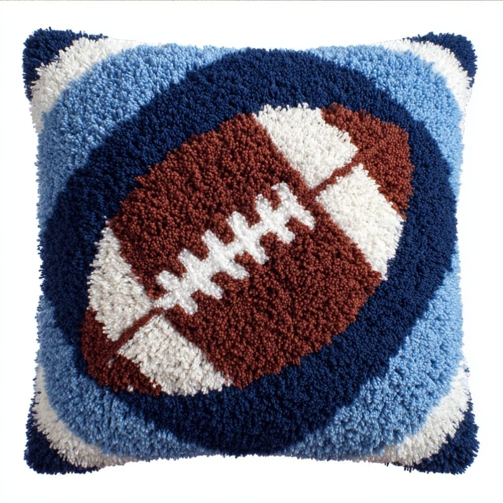 kitphoenix DIY Hand Crochet Pillow Kit,Footbal 43X43Cm Aesthetic Knitted Cushion Making Material Set,Beginner Friendly with Full Tutorial, Stylish Room Home Decor