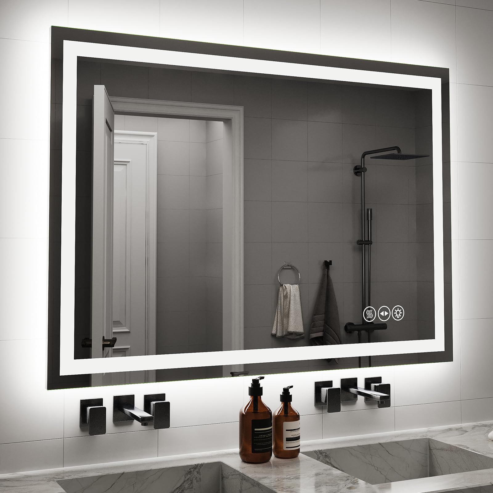 Zeerry LED Bathroom Mirror 32x40 Inch Anti-Fog Bathroom Mirror with Lights, Wall Mounted Lighted Vanity Mirrors, Dimmable, Backlit + Front Lit, Smart