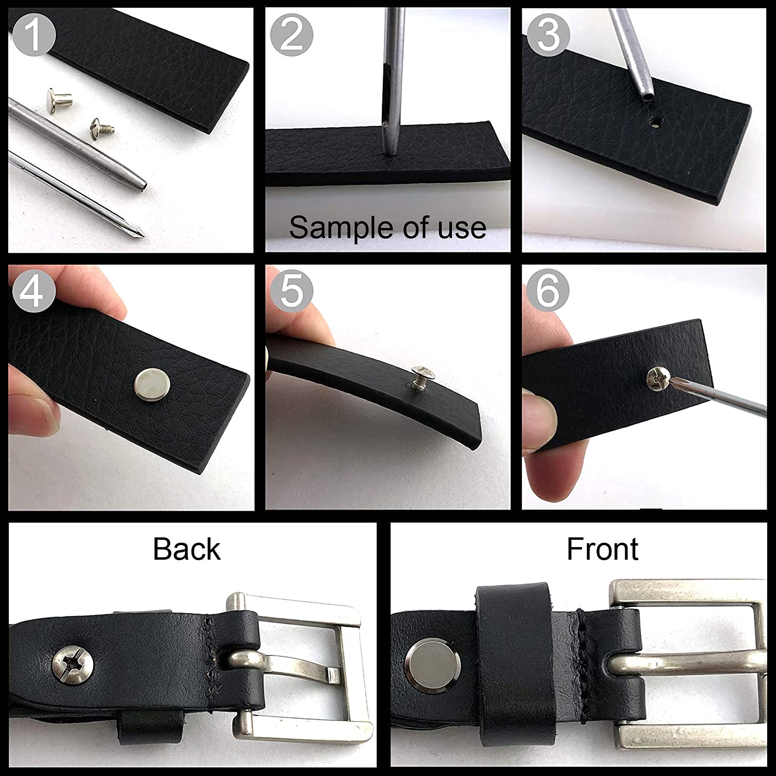 Weebee 100 juegos de tornillos redondos de cabeza plana Chicago, botones de metal accesorios tachuelas remaches, puntos de rosca, remaches de uñas para manualidades de cuero de 8 mm (dorado)