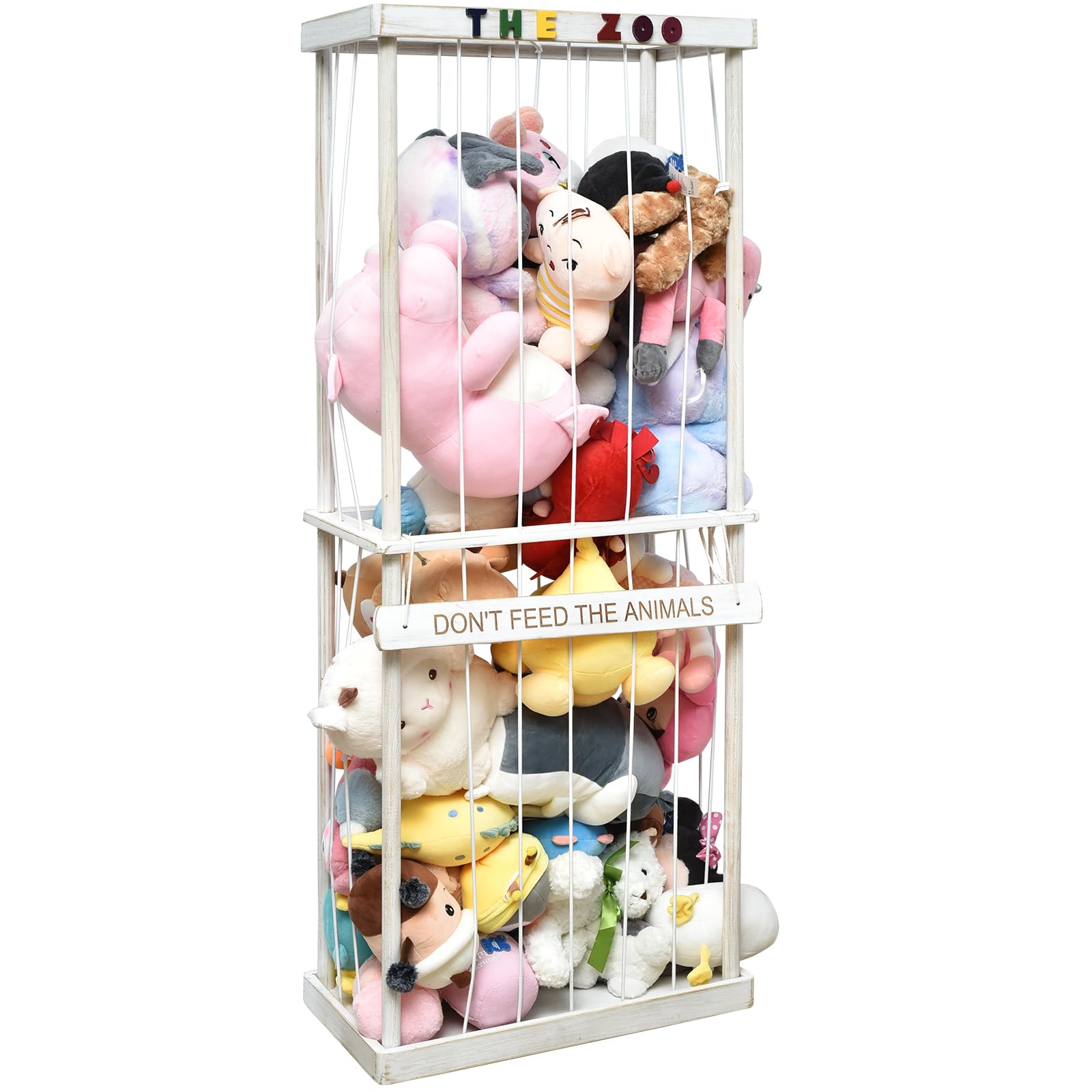 FUIN Stuffed Animal Zoo Storage White, Natural, 24FI3001WH