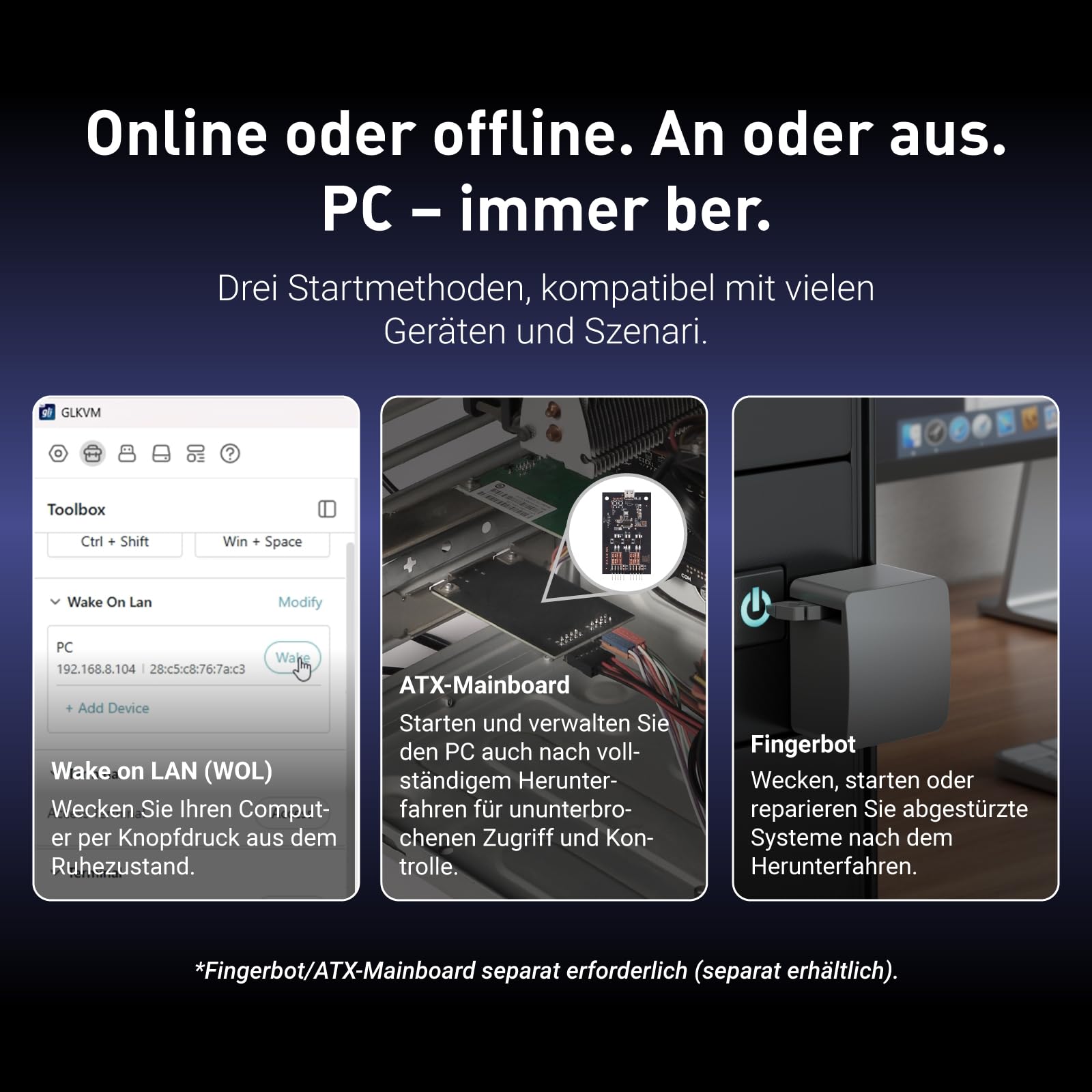 GL.iNet Comet Pro (GL-RM10) Remote KVM über Wi-Fi 6: 4K@30fps Passthrough, Touchscreen, 32GB eMMC, Tailscale Fernzugriff & ATX/SwitchBot-Steuerung für Notfallwiederherstellung, Ideal für Home Office