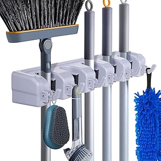 HYRIXDIRECT Mop and Broom Holder Wall Mount Heavy Duty Broom Garden Tool Organizer Mop Hanger Home Cleaning Supplies Organizations Storage Rack for Garage Laundry Room, Assorted color
