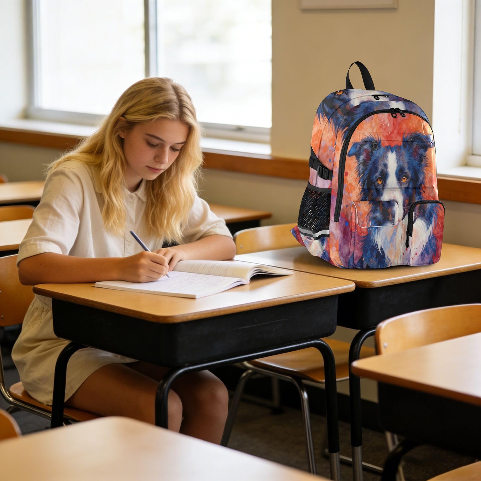 Zaino per computer portatile Art Tie Dye Dog College Work Bag 17,5 pollici