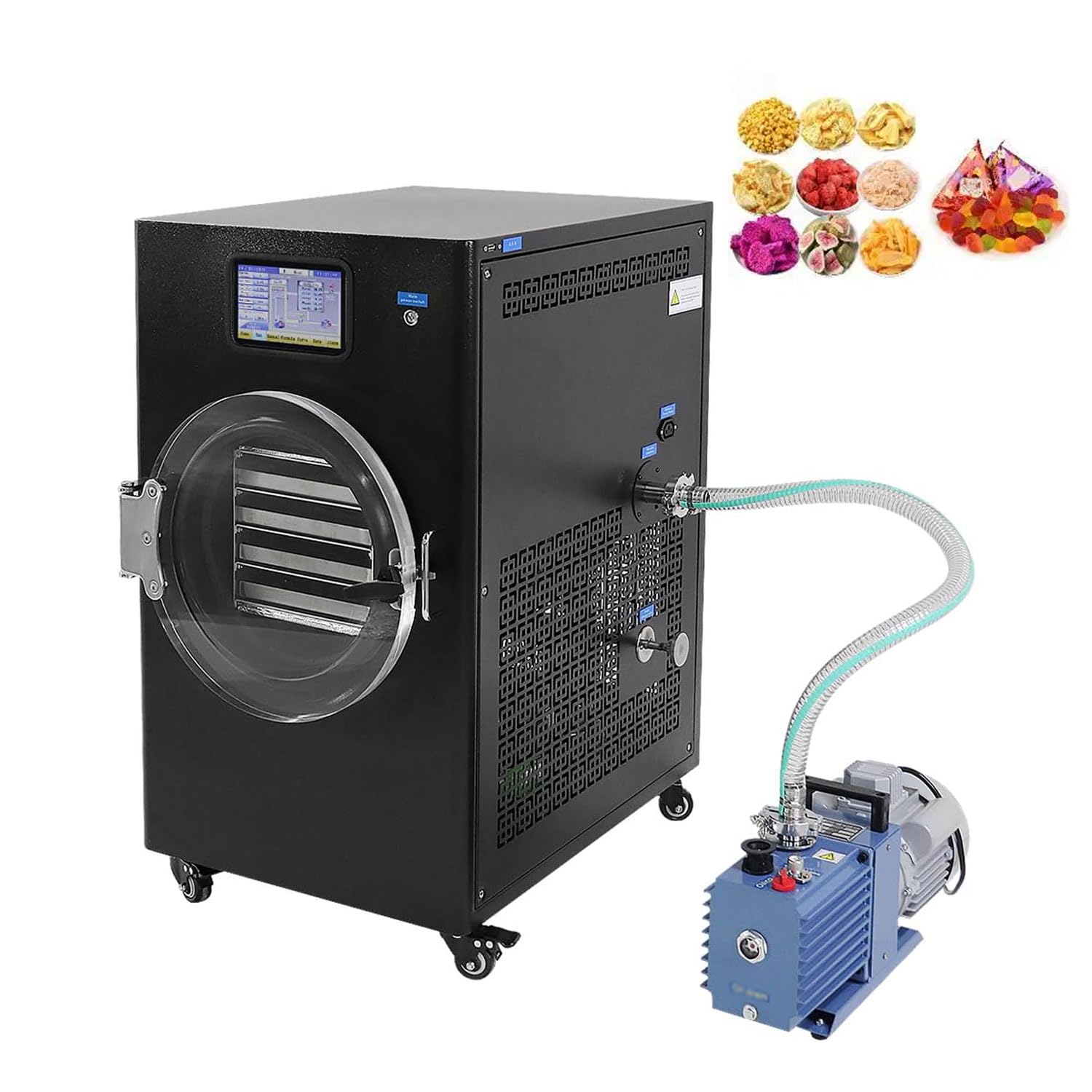 1500W Vacuum Freeze Dryer, 4L Scientific Freeze Dryer Machine with Rotary Vane Vacuum Pump, 220V Mobile Food Drying Box for Vegetable, Fruit, Meat