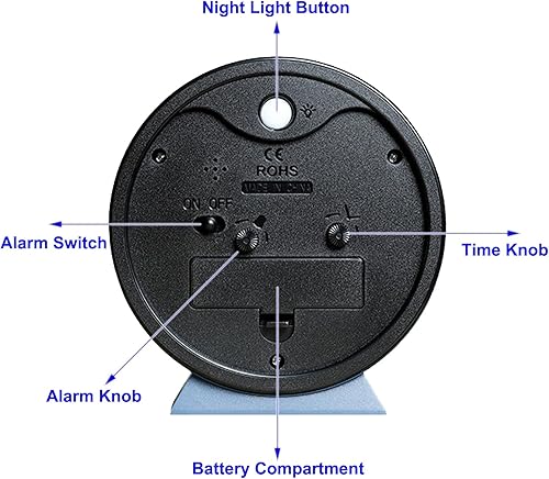Miniatura 4 de SHISEDECO Reloj despertador analógico retro antiguo de 4.5 pulgadas, funciona con pilas, pequeño reloj de noche silencioso con función de luz,