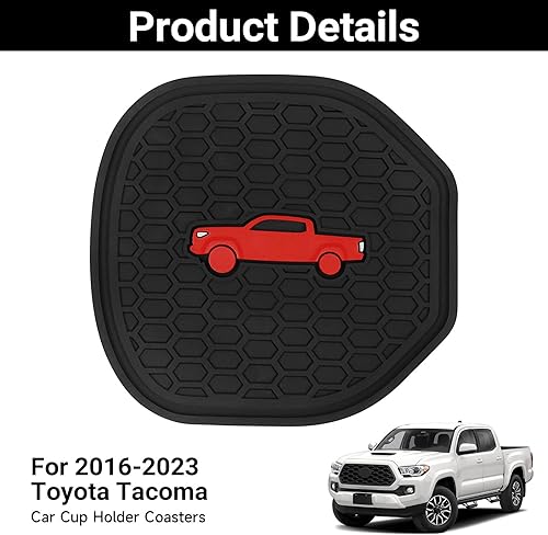 Miniatura 3 de 2 posavasos para Toyota Tacoma 2016 2017 2018 2019 2020 2021 2022 2023 accesorios, insertos de silicona para tazas interiores (rojo)