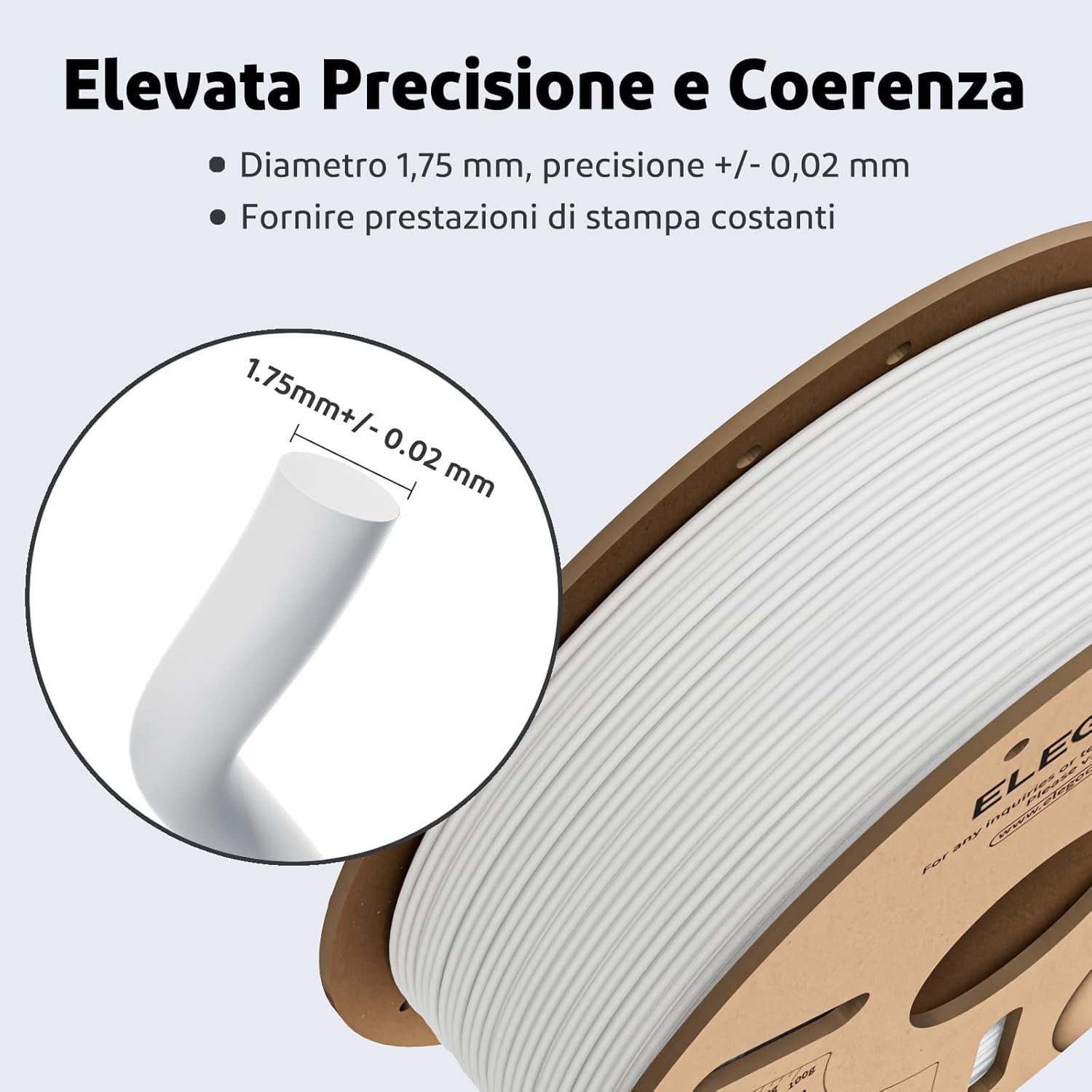 ELEGOO Filamento PLA Filamento per Stampante 3D, PLA 1.75mm 1KG, Precisione Dimensionale +/- 0.02mm, Filamento per La Maggior Parte delle Stampanti 3D Arancione
