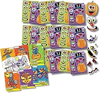 Vista 1 de ArtCreativity Juego de calcomanías de Halloween y mini libros para colorear: 36 calcomanías personalizables de cara de Jack-O-Lantern y 12 mini
