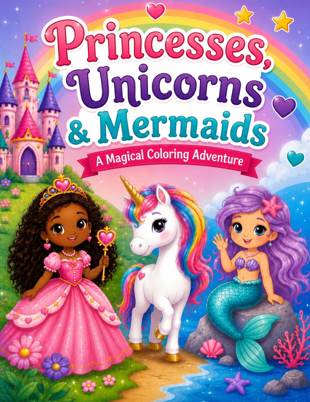 Princesses, Unicorns & Mermaids: A Magical Coloring Adventure