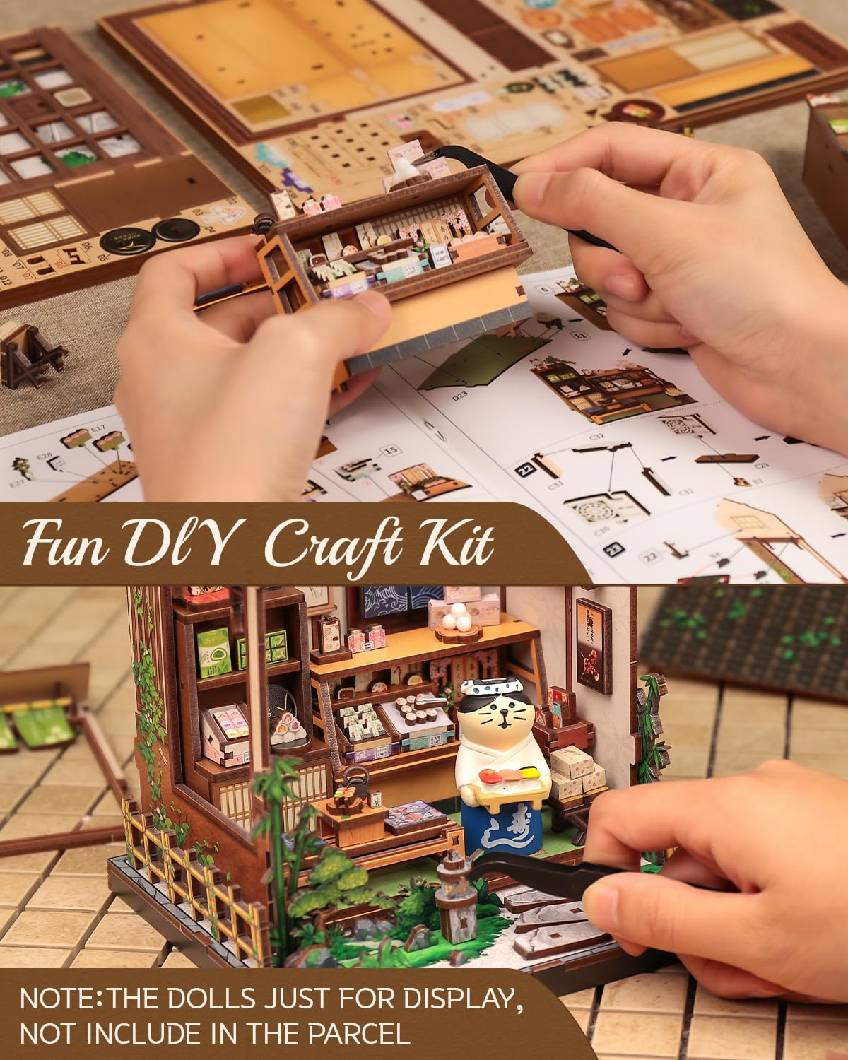 Cutefun Book Nook - Casas de muñecas y Book Nook Japan,Tienda Japonesa de Wagashi Aficionados y aficionadas a los Puzzles (Kanmi-dokoro Kurihara)