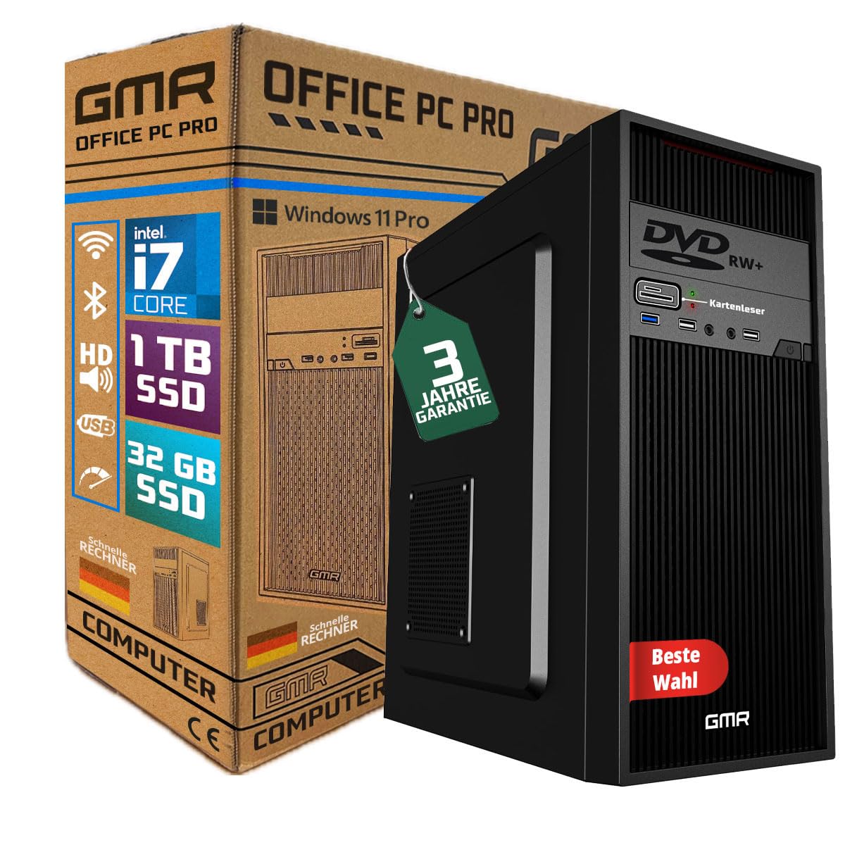 i7-6700K小型PC 16G 240G DVD Win11 Office PC Computer Business and