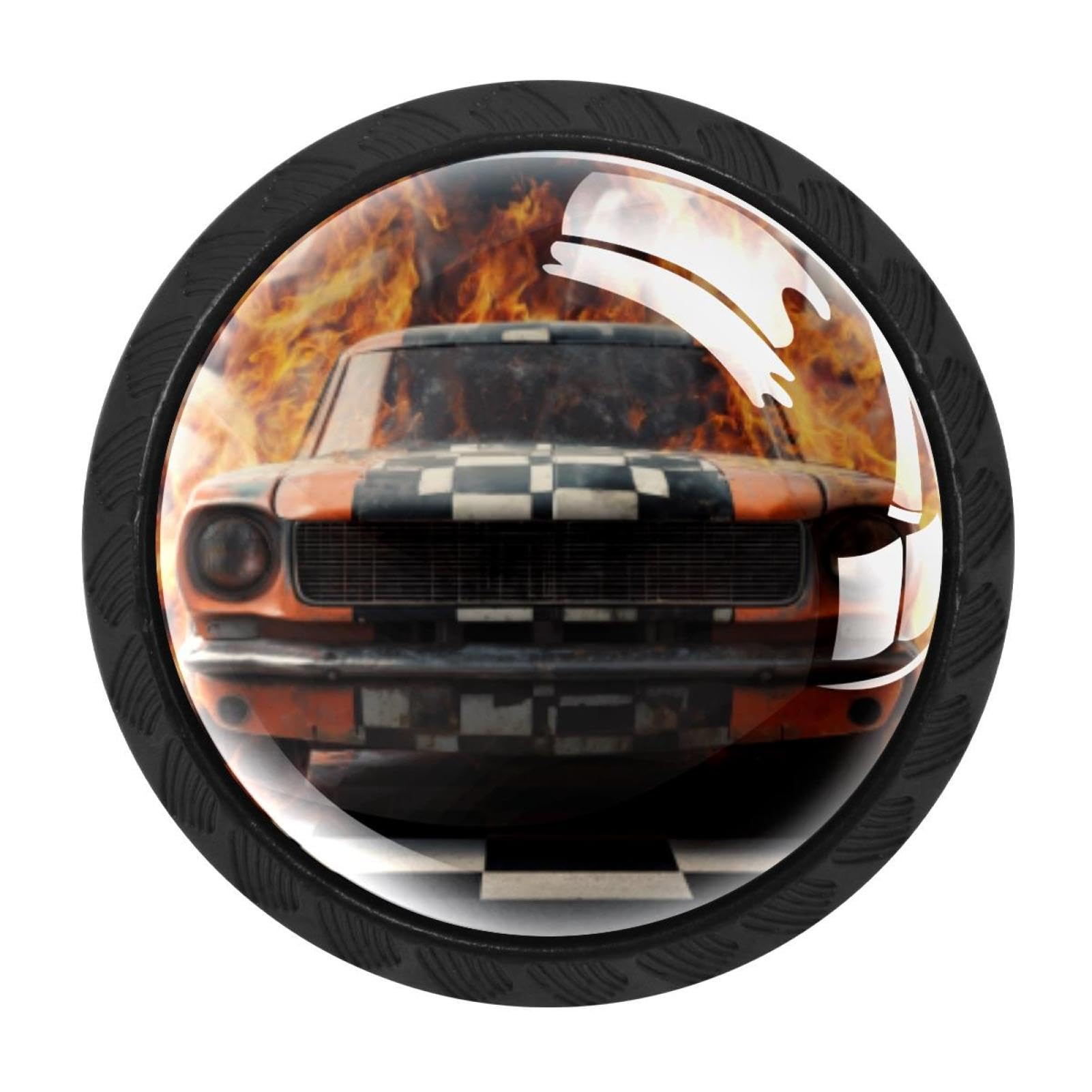 CHENZZZZ 4 pcs Race Car Cabinet Knobs Crystal Drawer Pulls for Kitchen, Bathroom Cabinet, Dresser and Cupboard