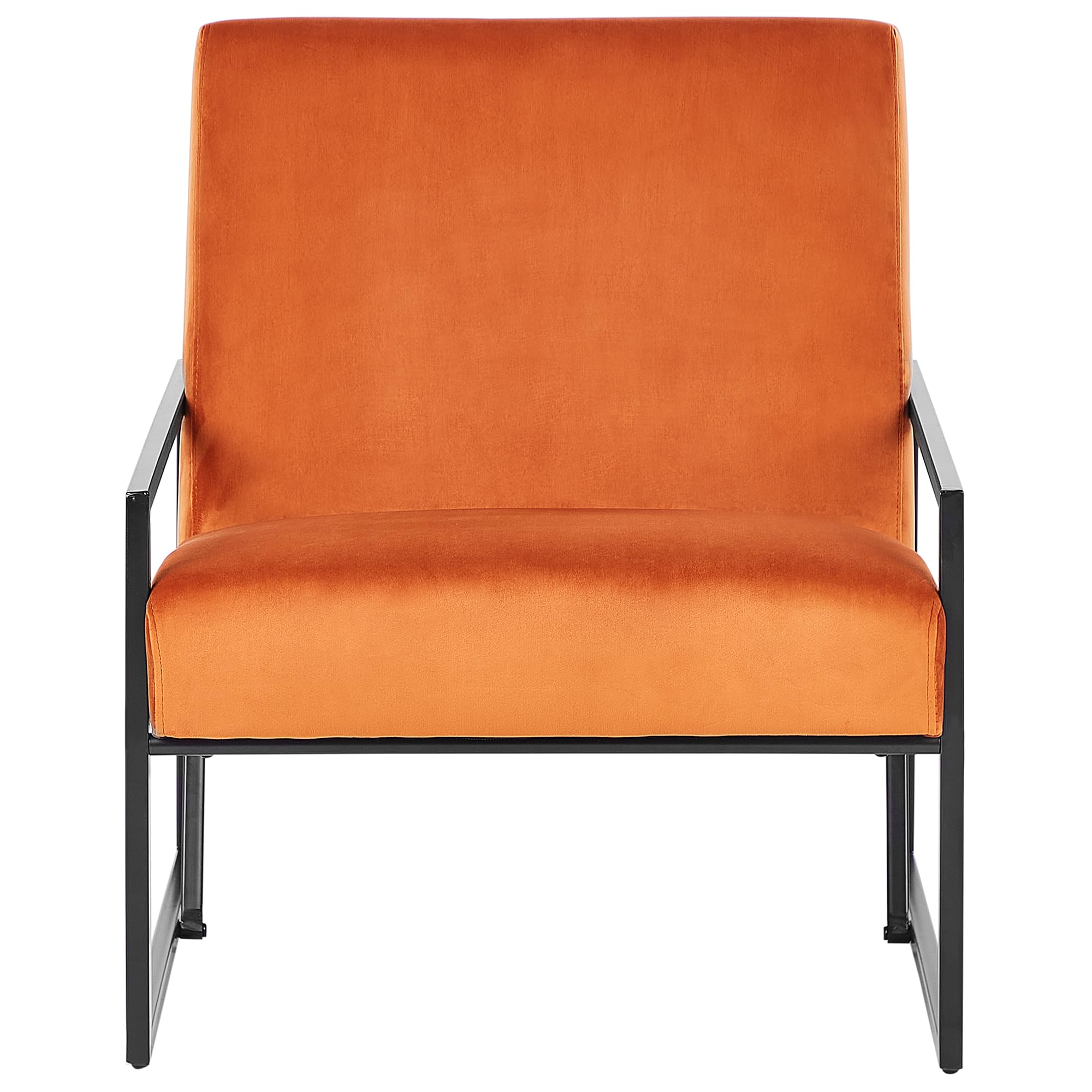 Beliani Sessel Samt orange mit schwarzem Metallgestell Armlehnen Lehne modern Delary