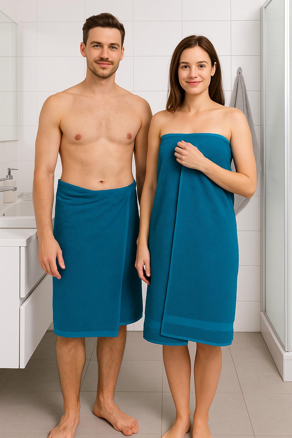 Betz Lot de 6 Serviettes de Bain XXL Palermo 100% Coton 100x200 cm Couleur Bleu pétrole