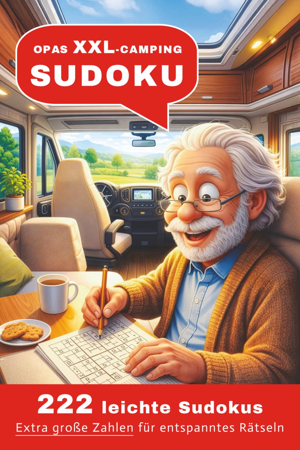 Opas XXl Campimg Sudoku mit 222 leichten Sudokus mit extra grossen Zahlen.: Extra großen Zahlen sorgen für entspanntes Rätseln - Ideal als Geschenk ... für Camping im Wohnwagen, Wohnmobil oder Van.