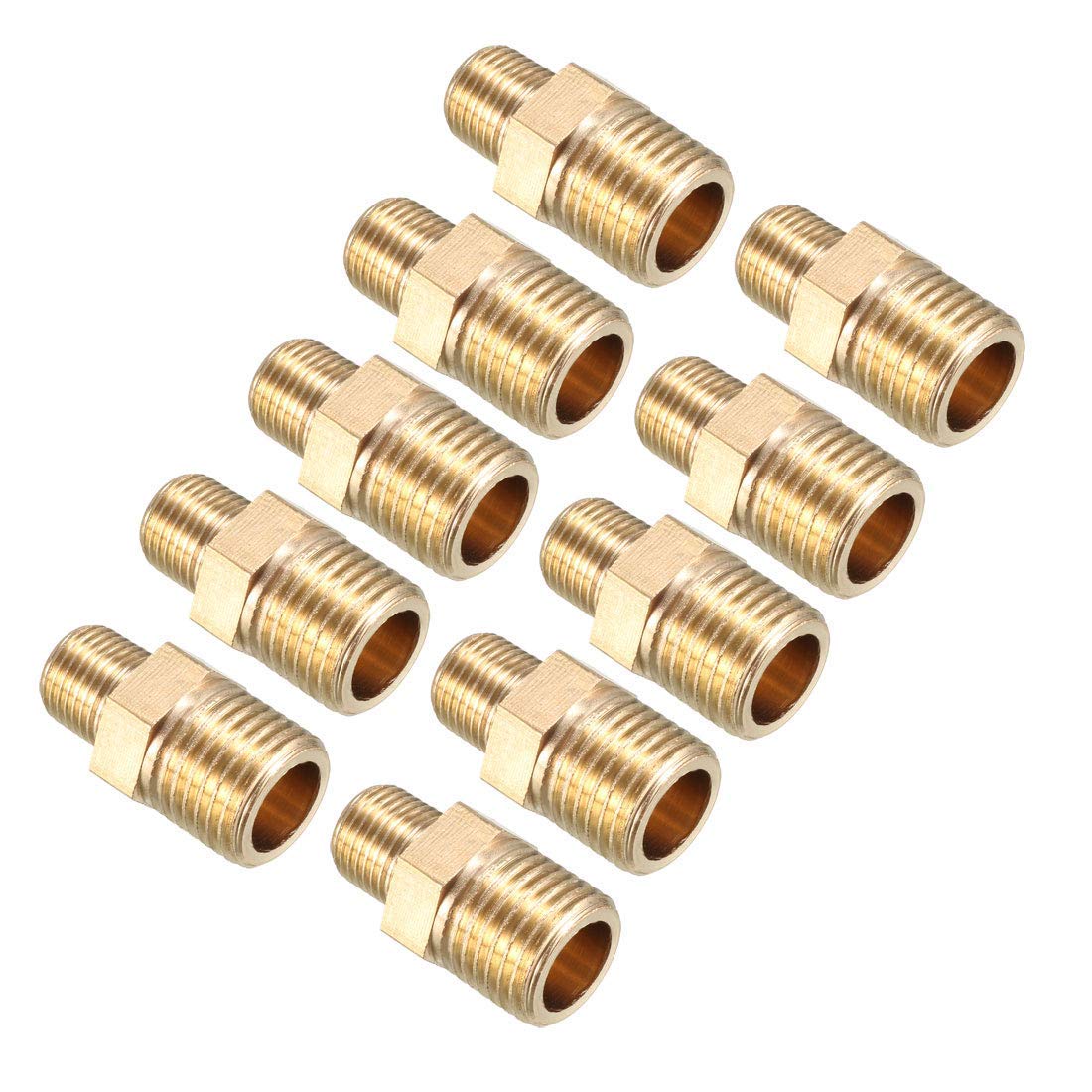 Raccords Réducteurs Hex Mamelon 1/8" X 1/4" BSP Mâle - Lot De 4 Pièces Plaqués - Marque Uxcell