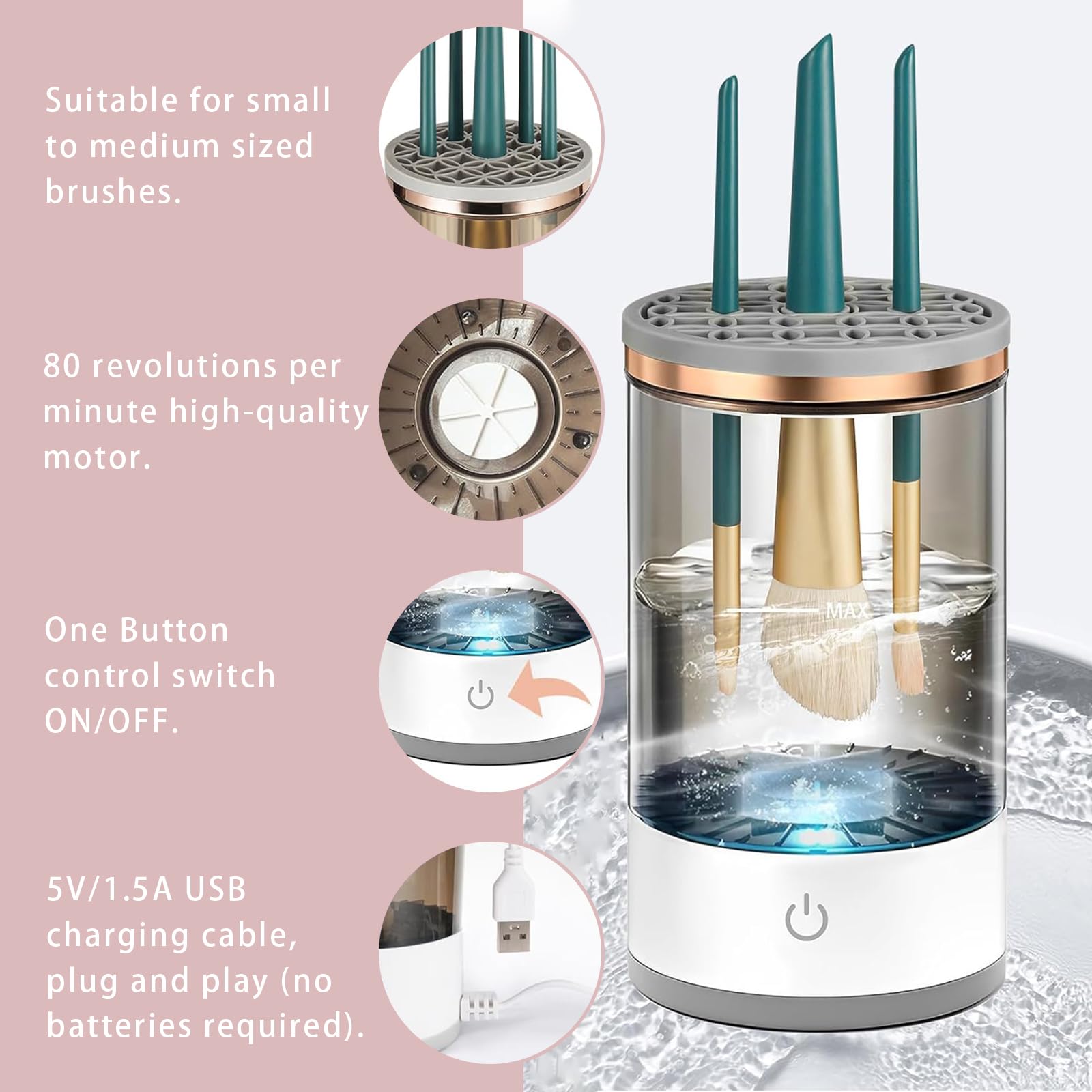 GMHLLES Electric Makeup Brush Cleaner Machine - Image 4