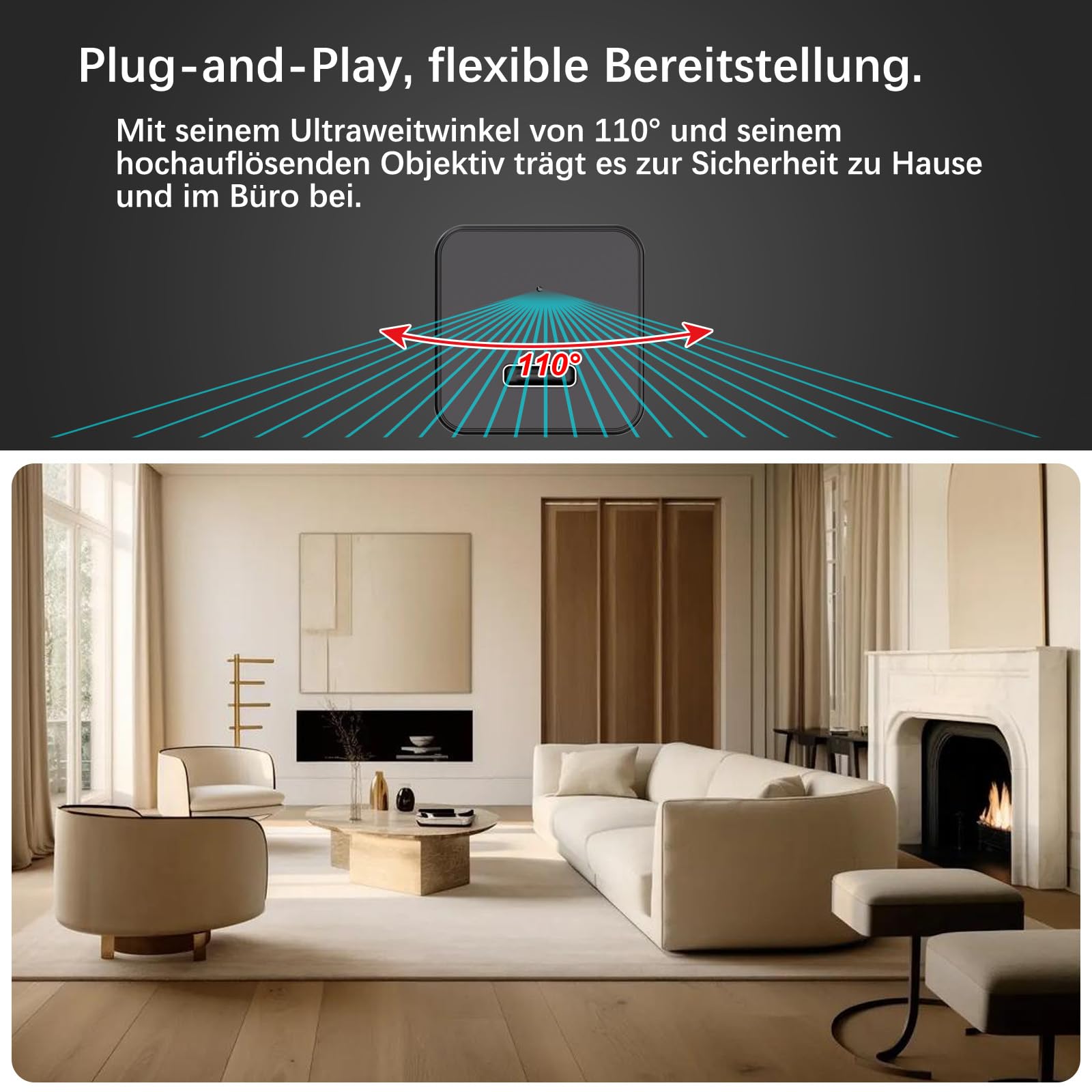 Mini Kamera, HD-Innenüberwachungskamera, mit kontinuierlicher Aufnahme-/Bewegungserkennungsfunktion, geeignet für Sicherheitsüberwachung in Hausinnenräumen, Büros und anderen Szenarien, ohne Wi-Fi